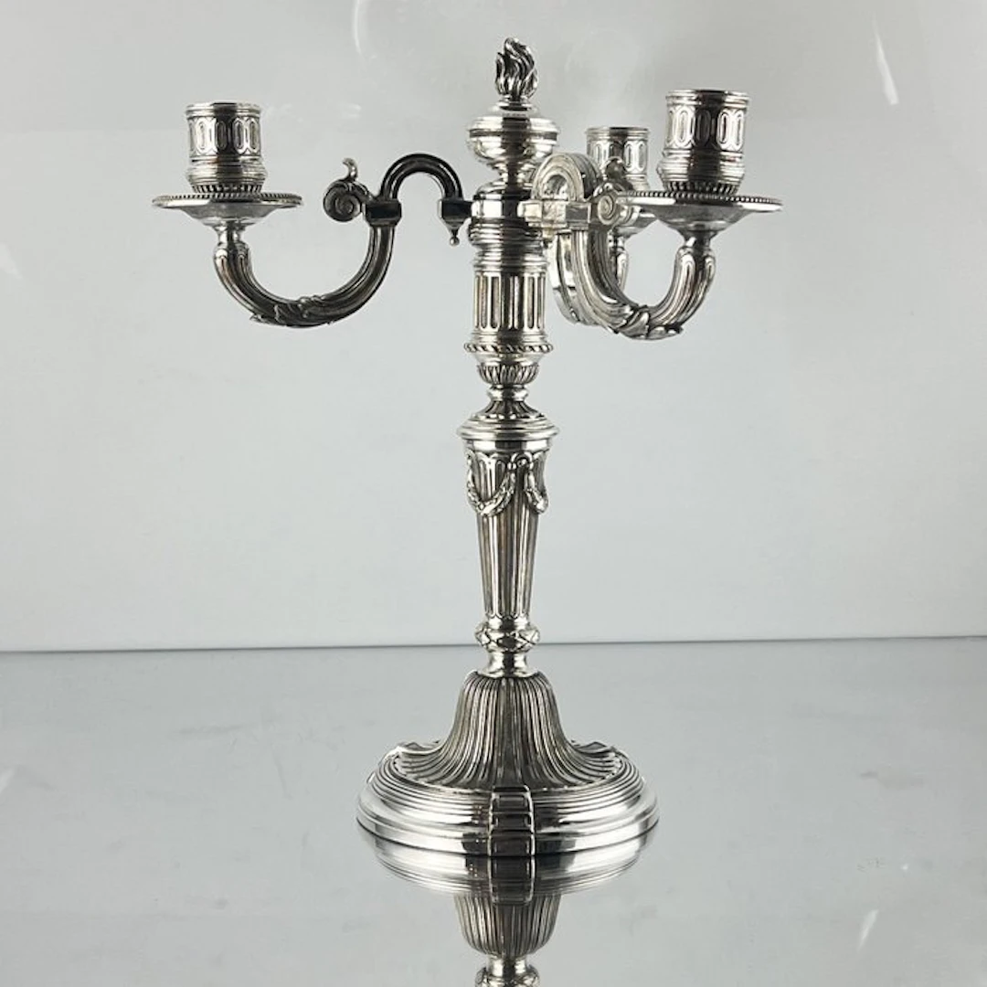 Christofle - Candelabrum Louis XVI Style - Silverplated - Convertible