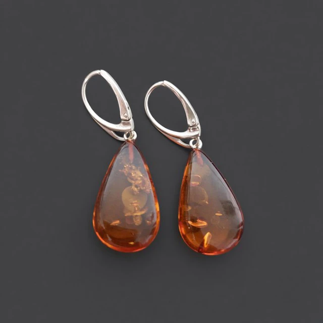Baltic Amber and 925 Silver Earrings