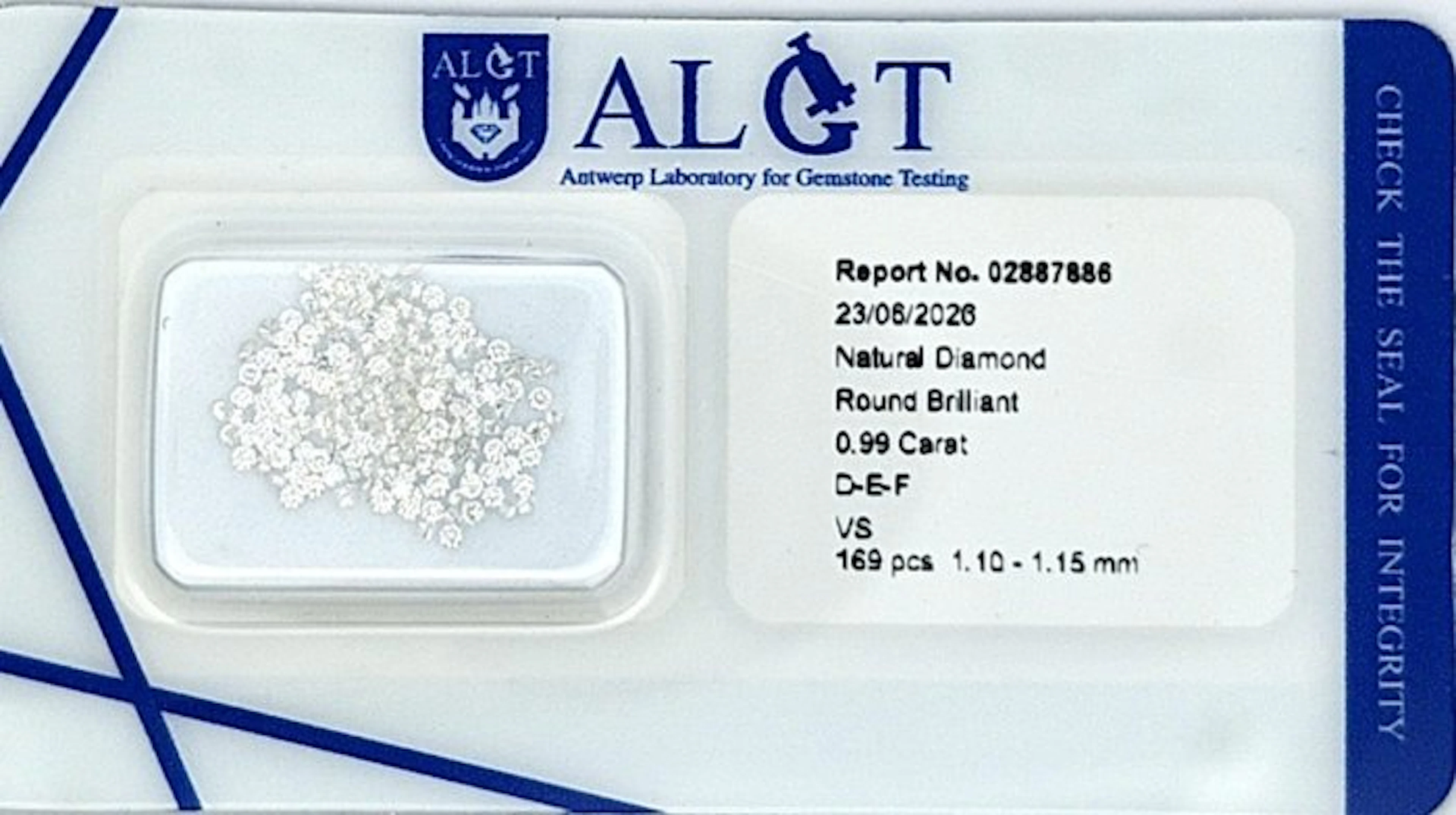 169 pcs Diamond (Natural) - 0.99 ct - Round - F