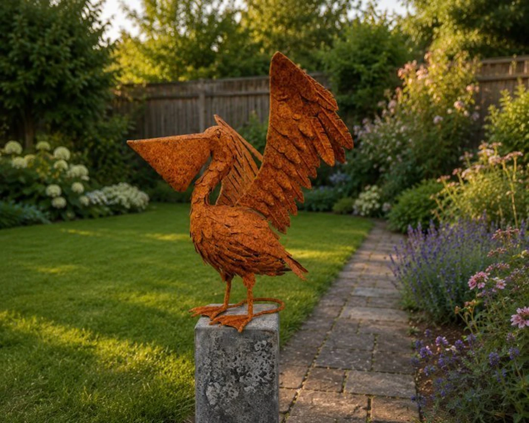 Figurine - Beeldje - Grote pelikaan - IJzer - Iron, Metal