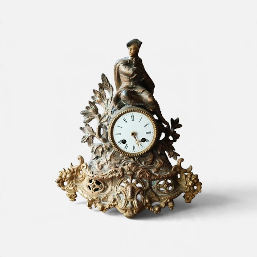 Figural mantel clock - Brass - 1880-1920