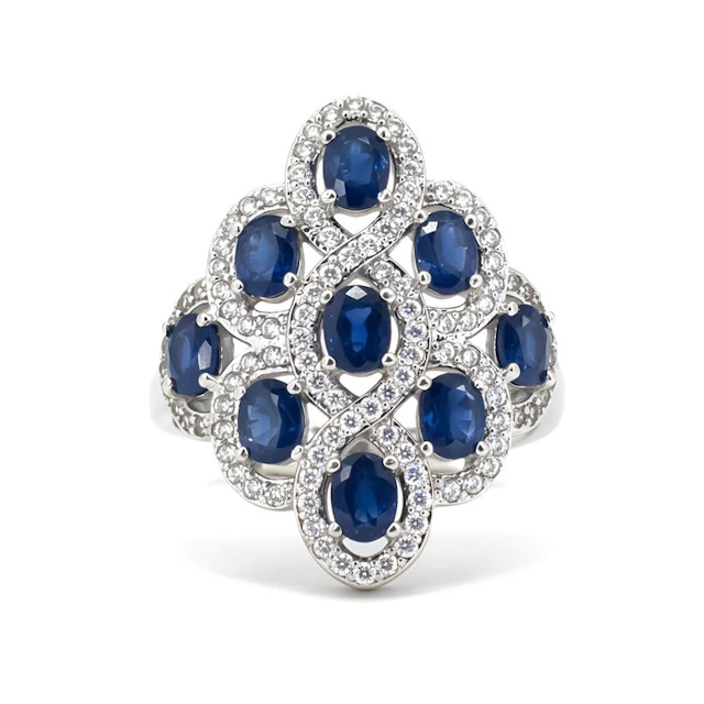 No reserve price - Ring Gold-plated Sapphire - Topaz - 18kt Gold Plated