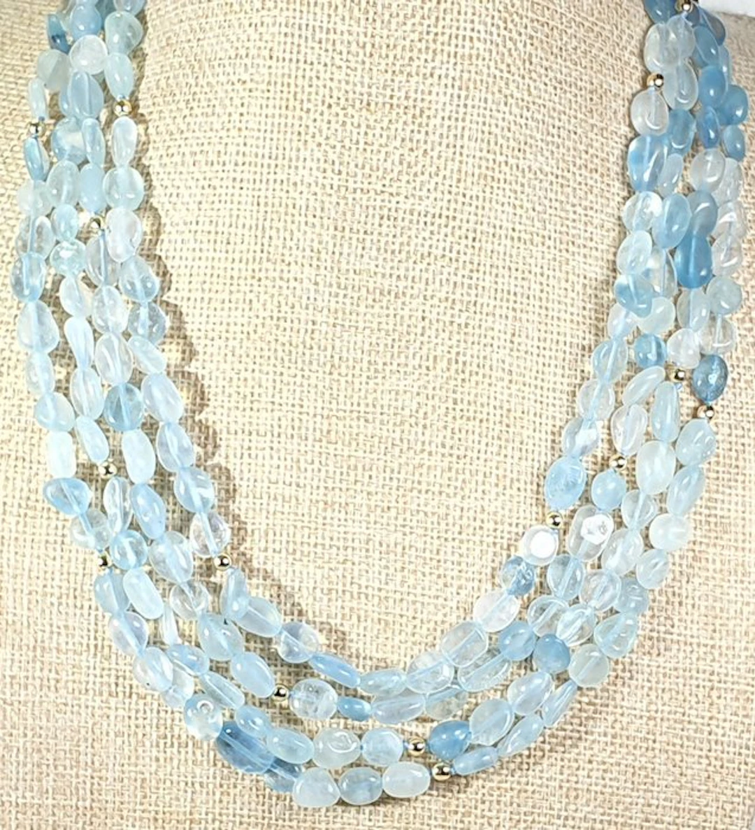 Aquamarine NATURAL - VERY LONG - Symbol of Protection...