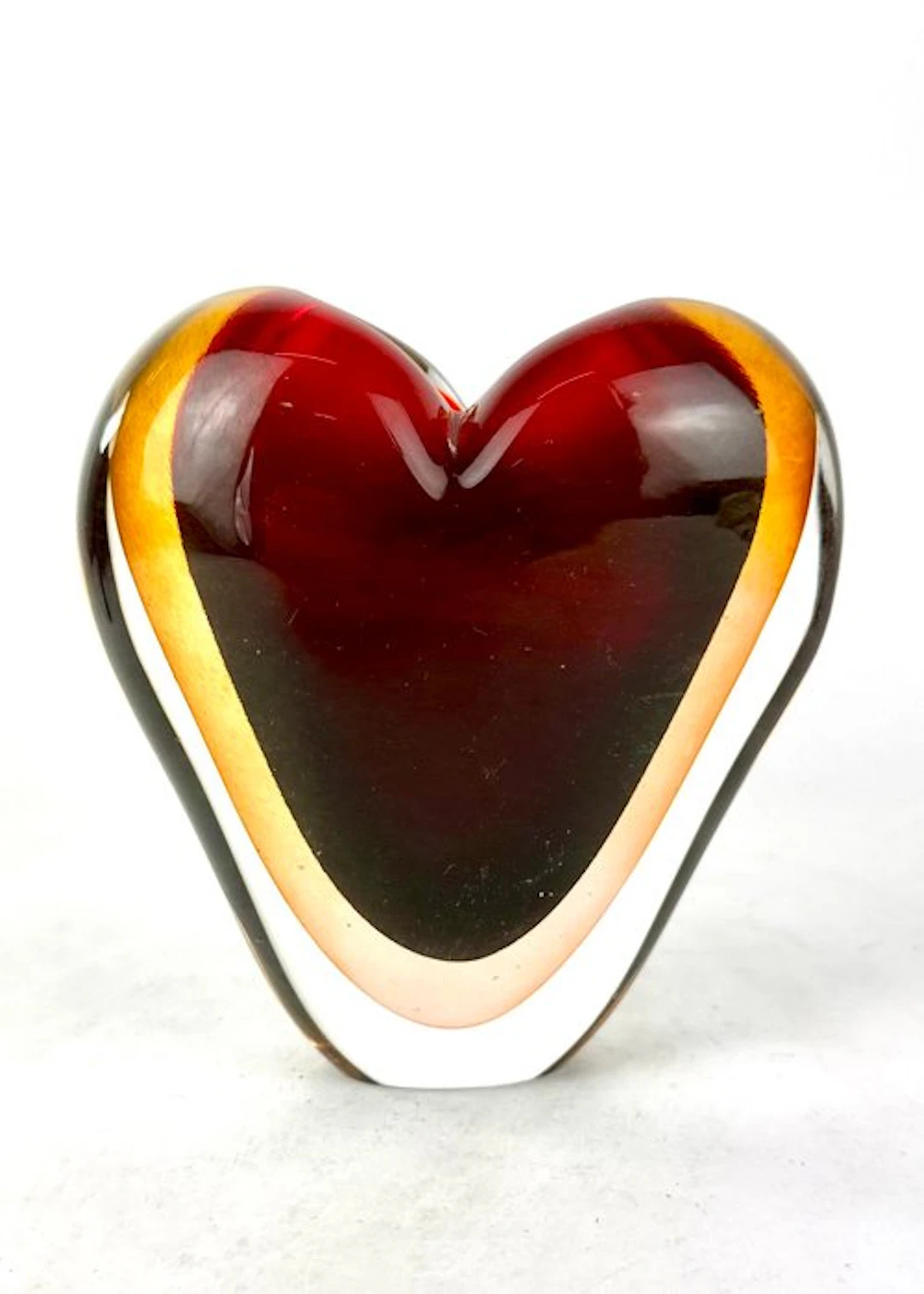 Oball - Vase - Sommerso - Murano glass - Amber Red Heart