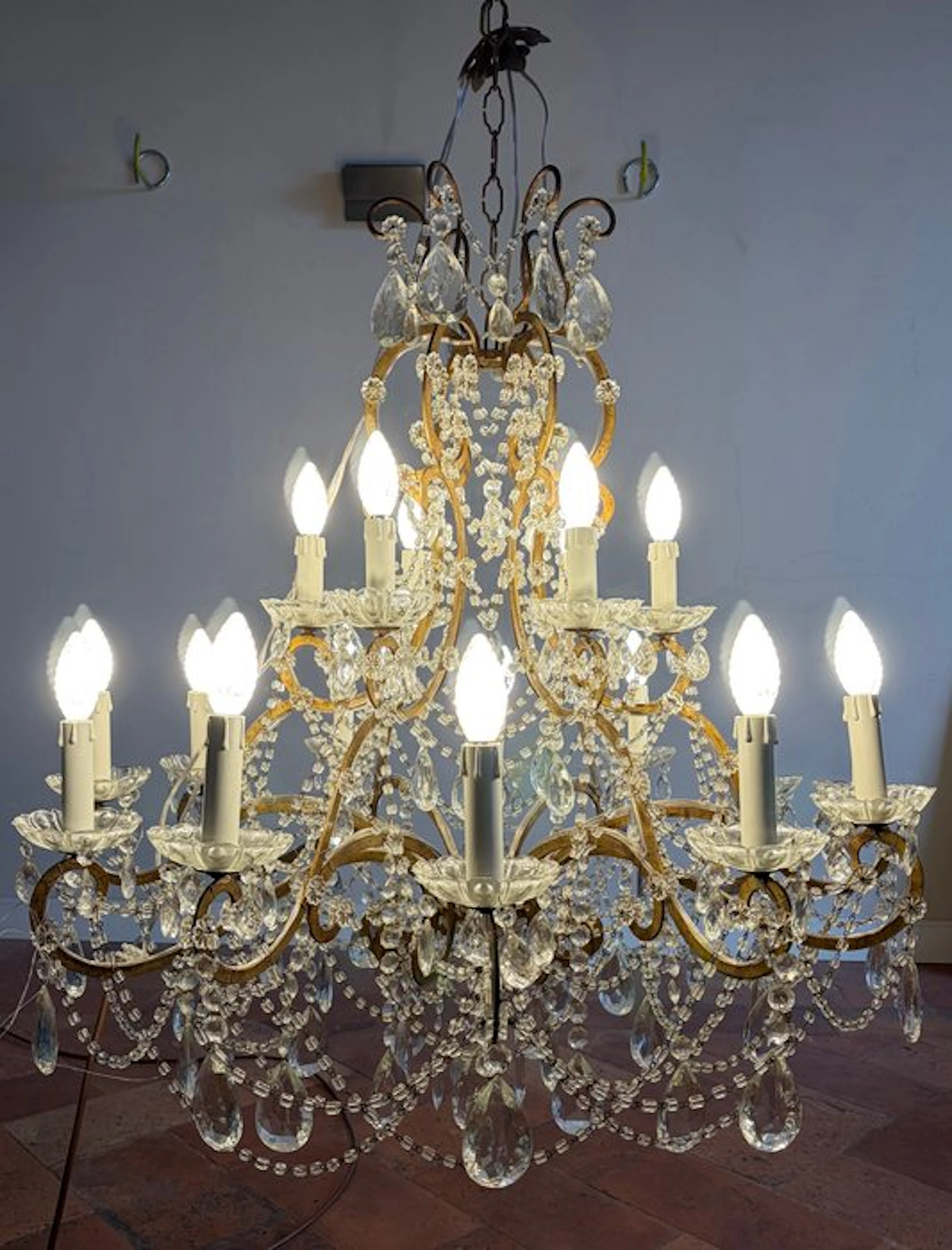 Chandelier - Wrought iron, Crystal - Monumental - 18 lights
