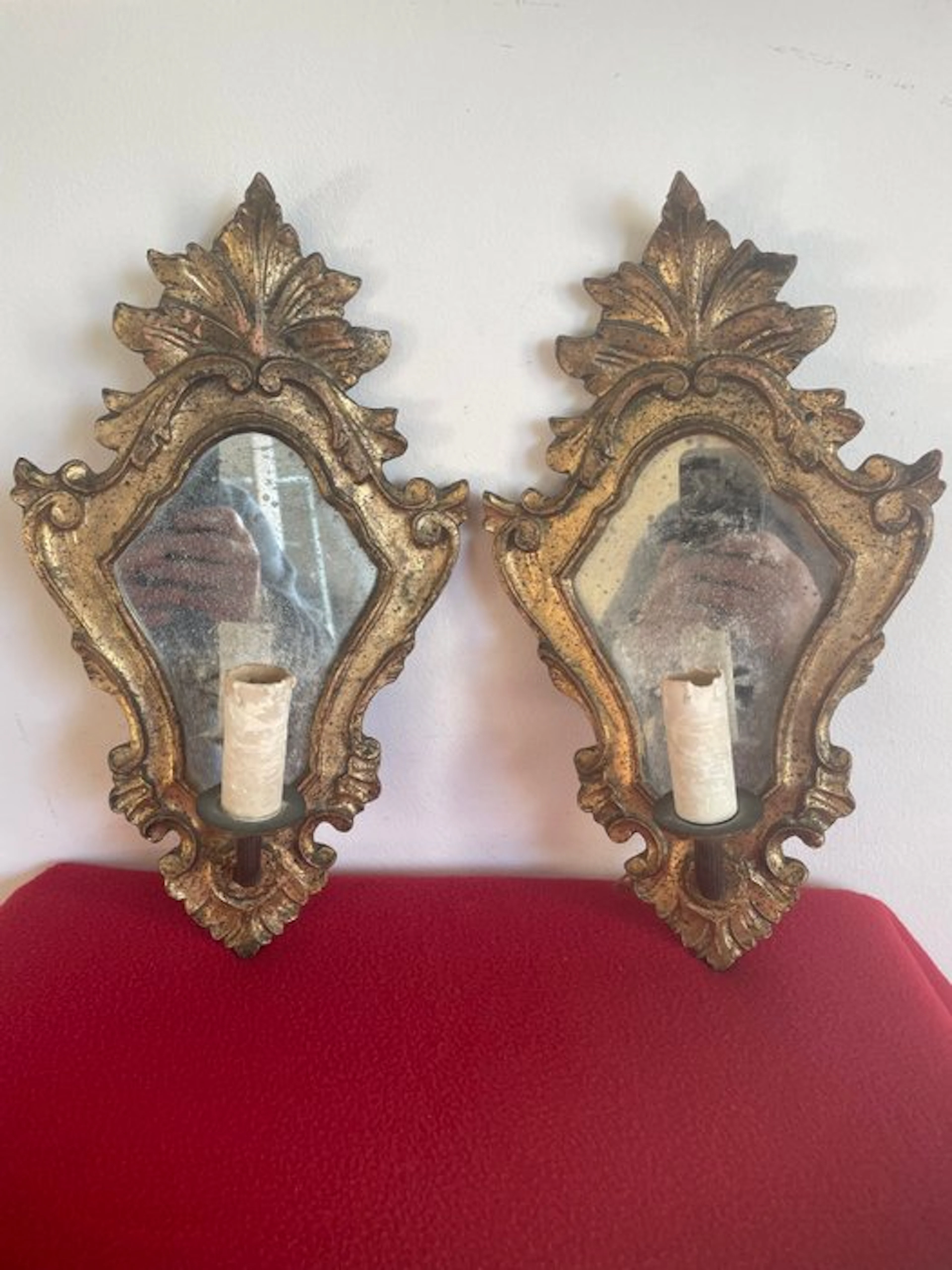 Mirror - Pair of small mirror-backed wall sconces "Girandola" - Veneto region