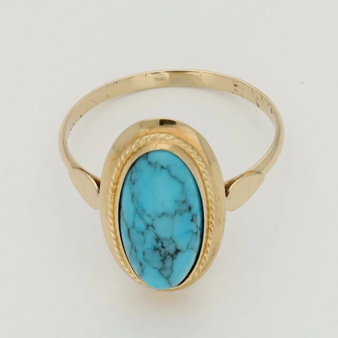 Ring - 14 kt. Yellow gold - Turquoise