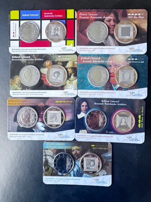 Netherlands. 2 Euro 2019/2006 (7 coincards incl. Medal) (No reserve price)