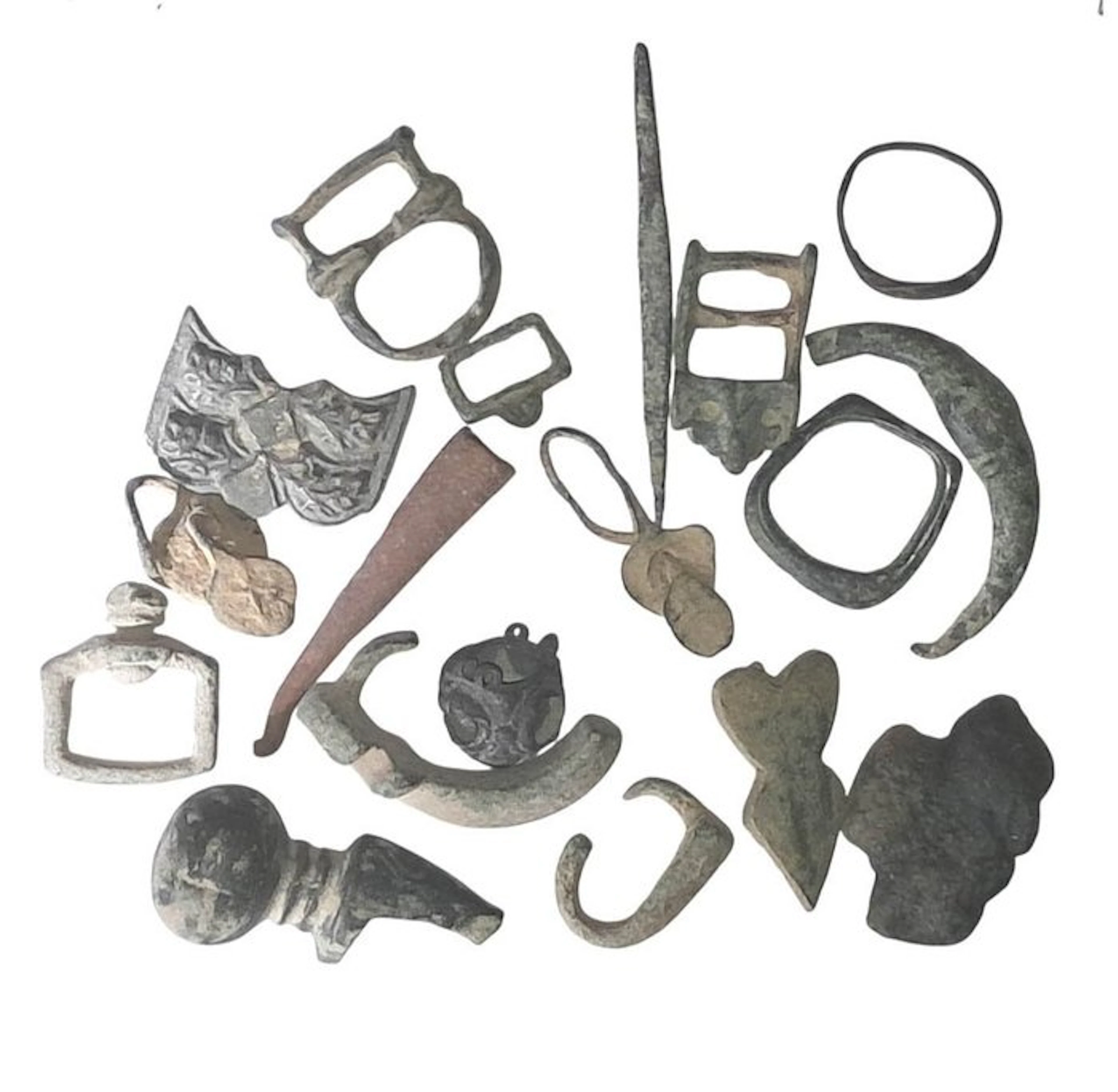 Ancient Roman to Medieval Bronze, lot of 18 items Ring (No reserve price)