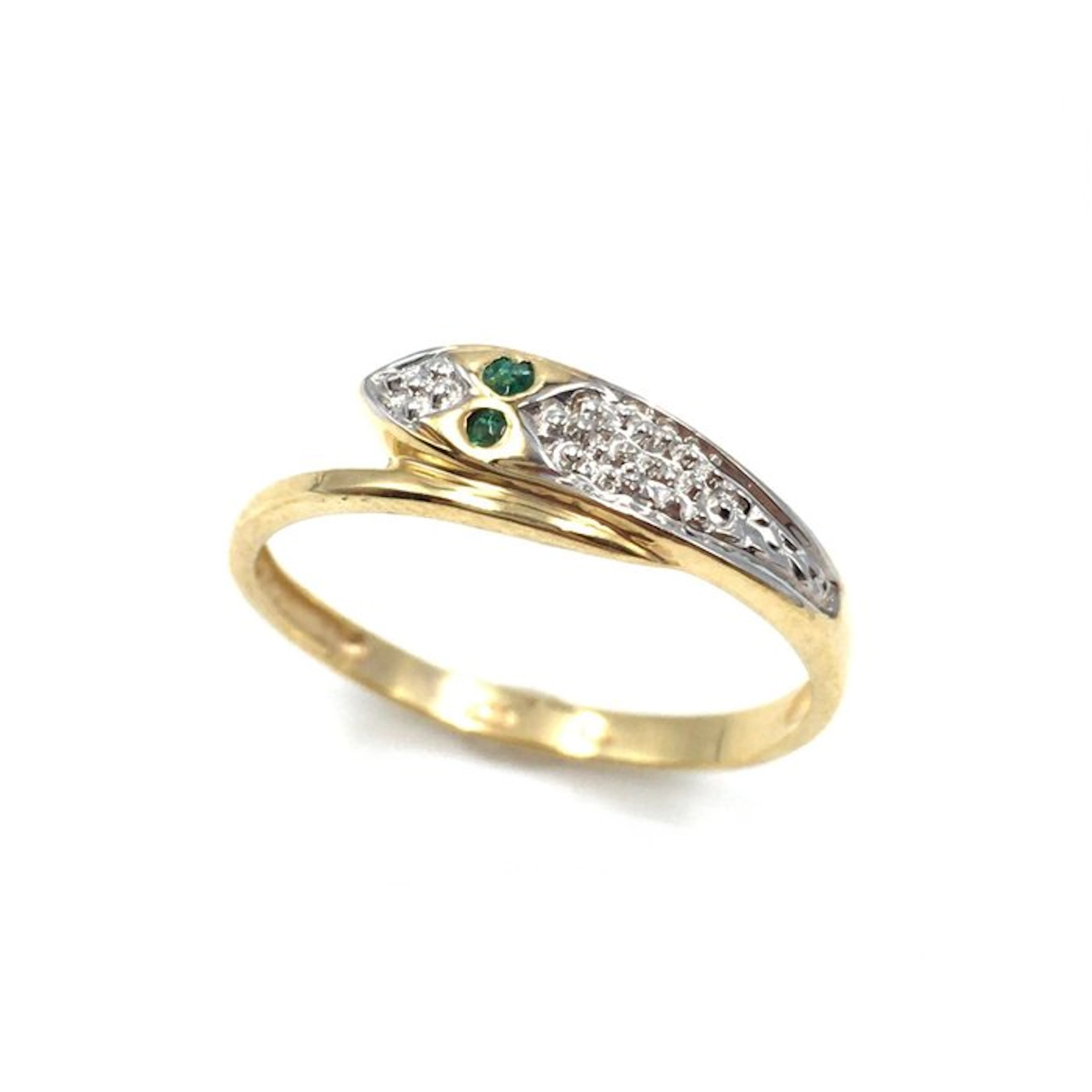 No reserve price - Ring - 8 kt. Yellow gold - 0.02ct. tw. Emerald - tested