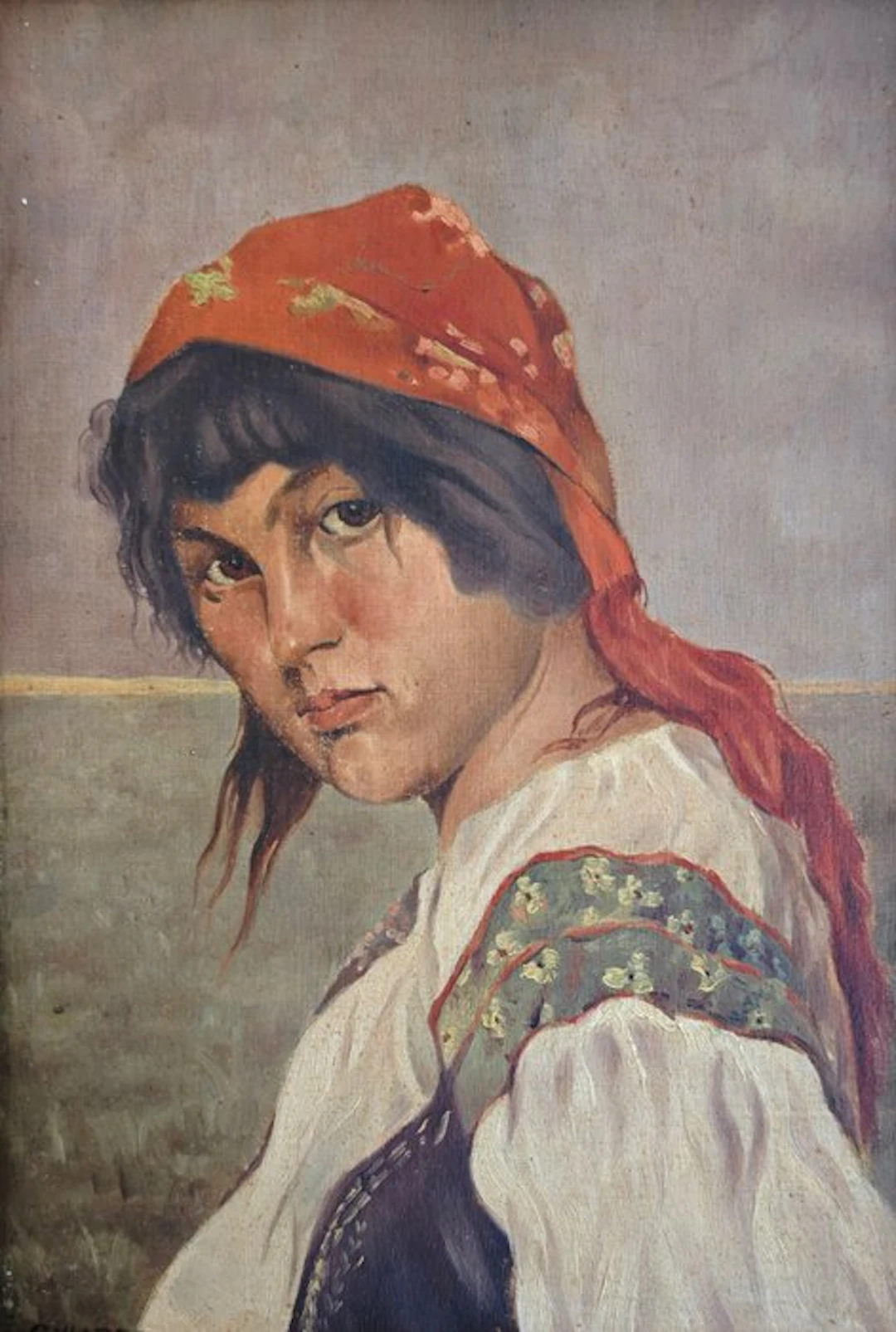 Gillard (XIX-XX) - Jeune femme au foulard rouge
