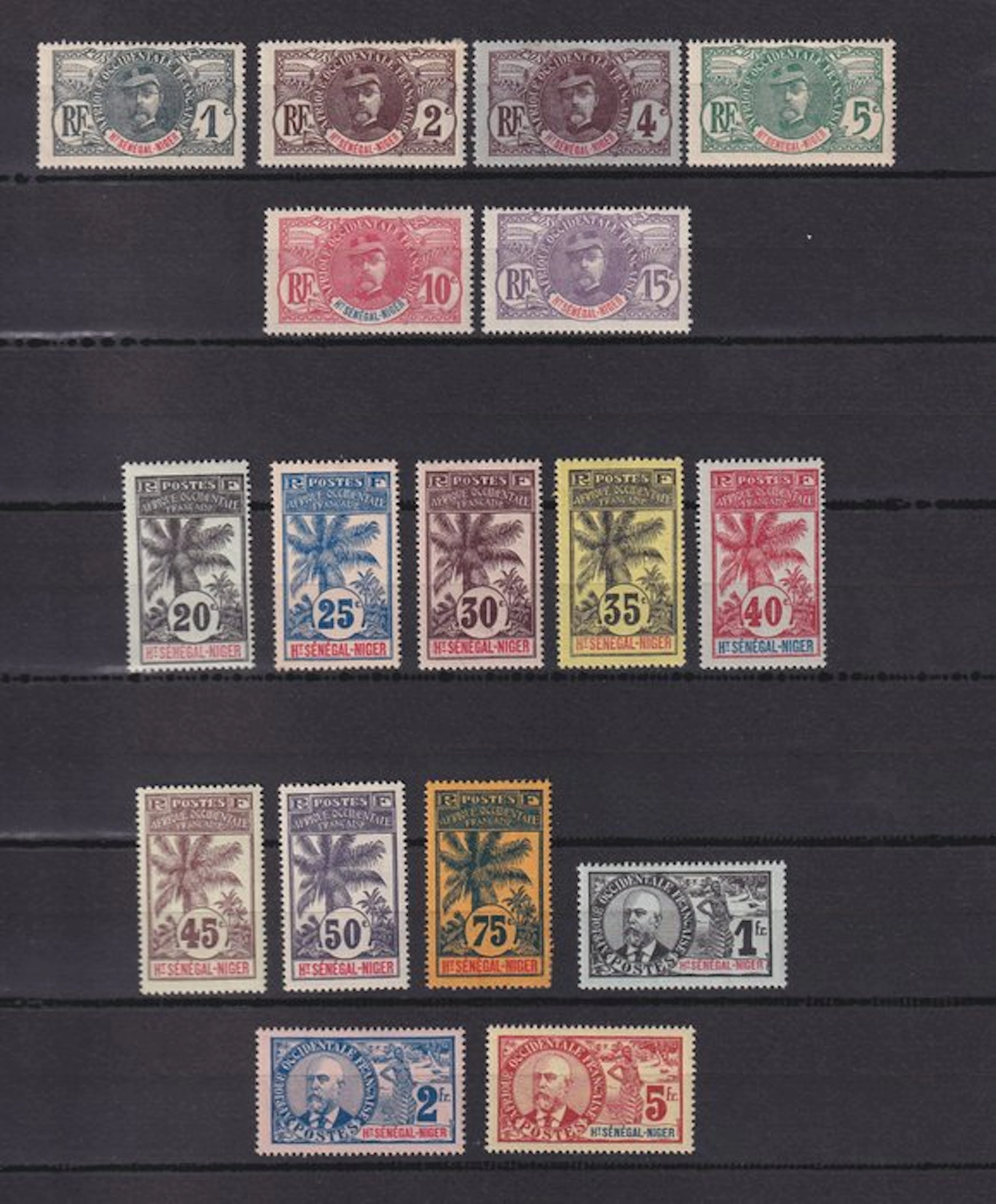 Upper Senegal and Niger 1906 - série complète des palmiers - Yvert n°1/17