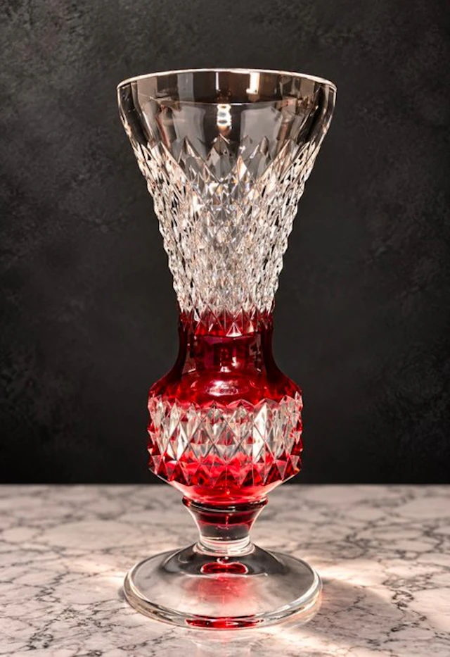 Val Saint Lambert - Vase - faceted crystal
