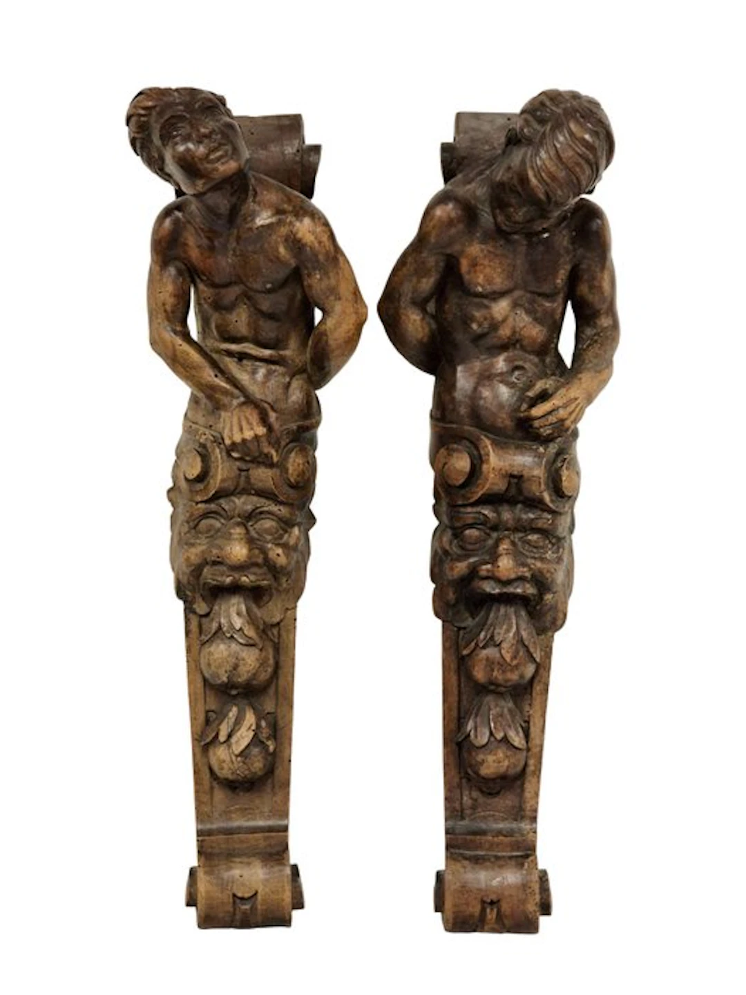 Pair of ecclesiastical talamoni - 54 cm (2) - Wood - 1940-1950