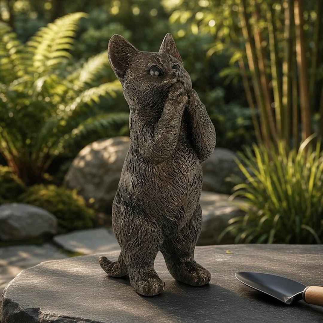 Sculpture, Adorable Kitten - 24 cm - Bronze