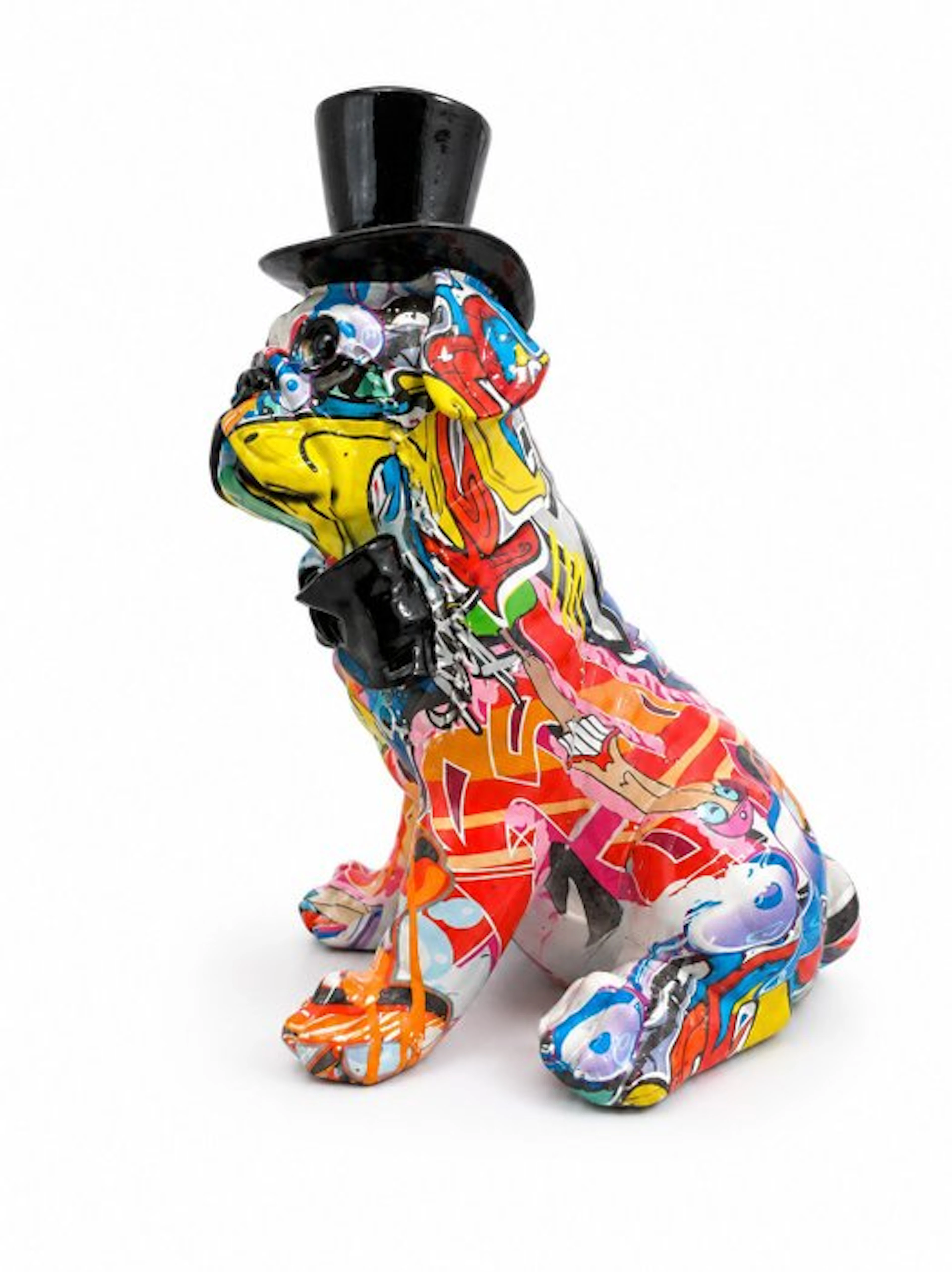 Statue, street Art dog with cape - 27 cm - polyresin