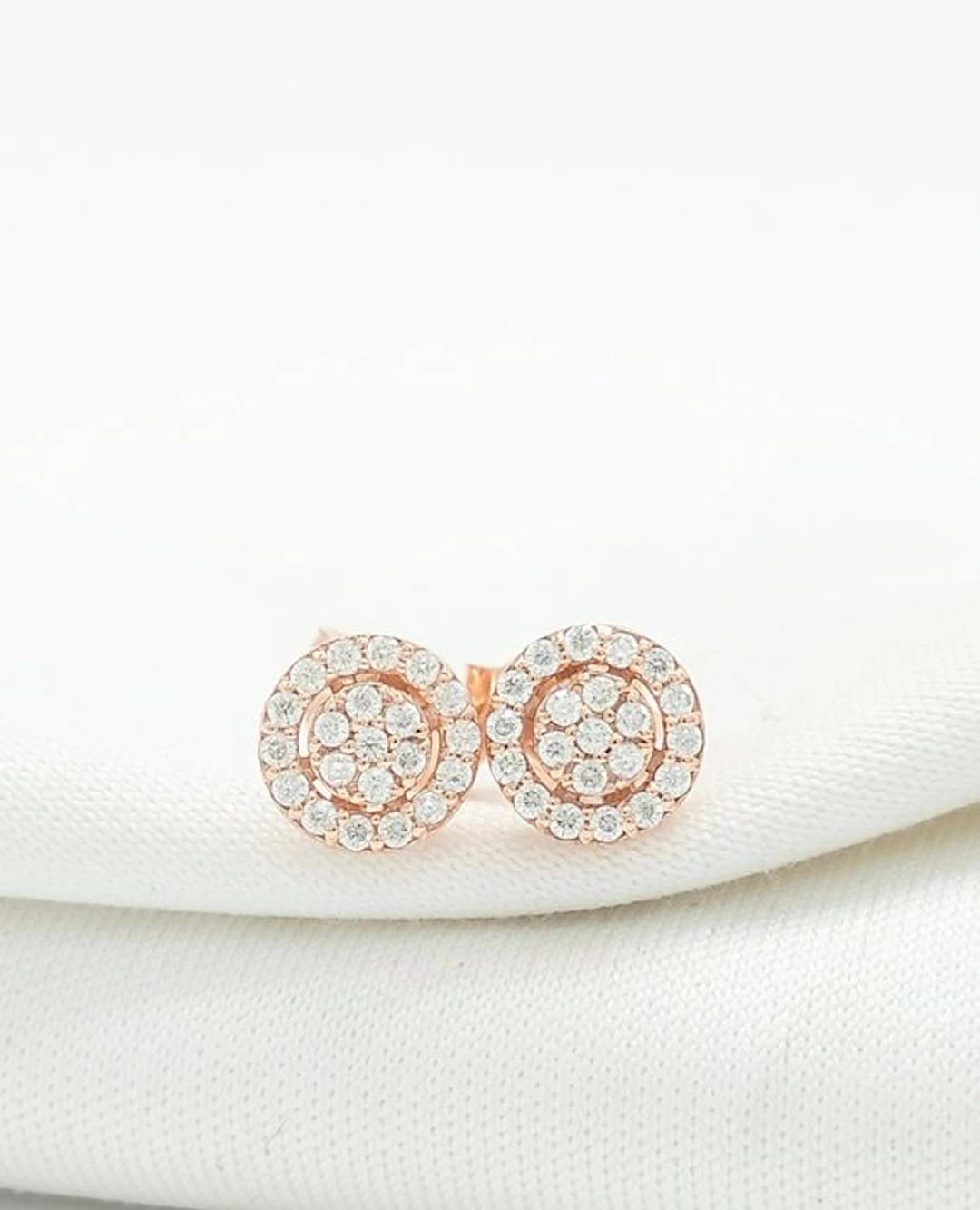 No reserve price - Earrings - 14 kt. Rose gold Diamond (Natural)