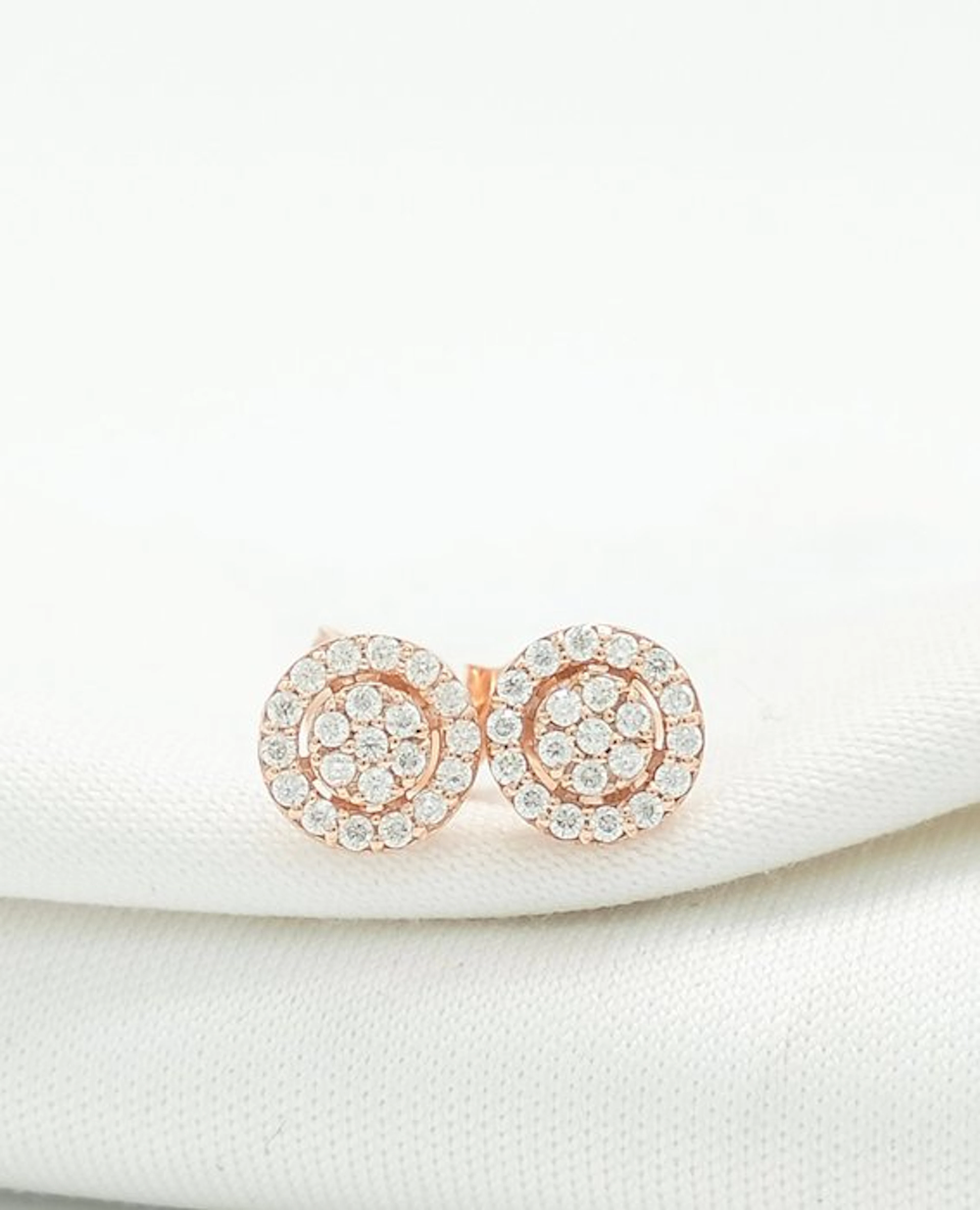 No reserve price - Earrings - 14 kt. Rose gold Diamond (Natural)