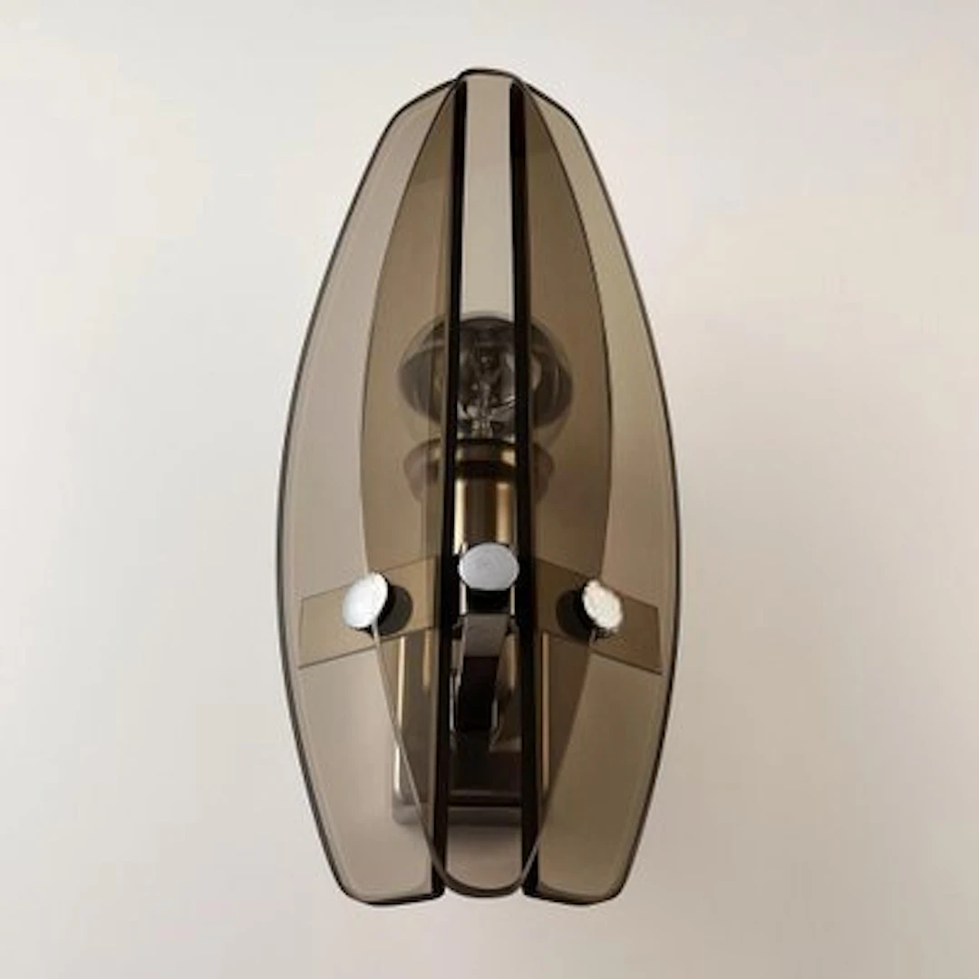 Veca - Wall lamp - Smoked Glass, Metal