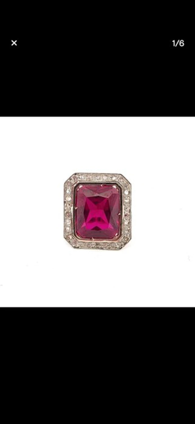 No reserve price - Ring - 9 kt. Rose gold, White gold Ruby - Diamond