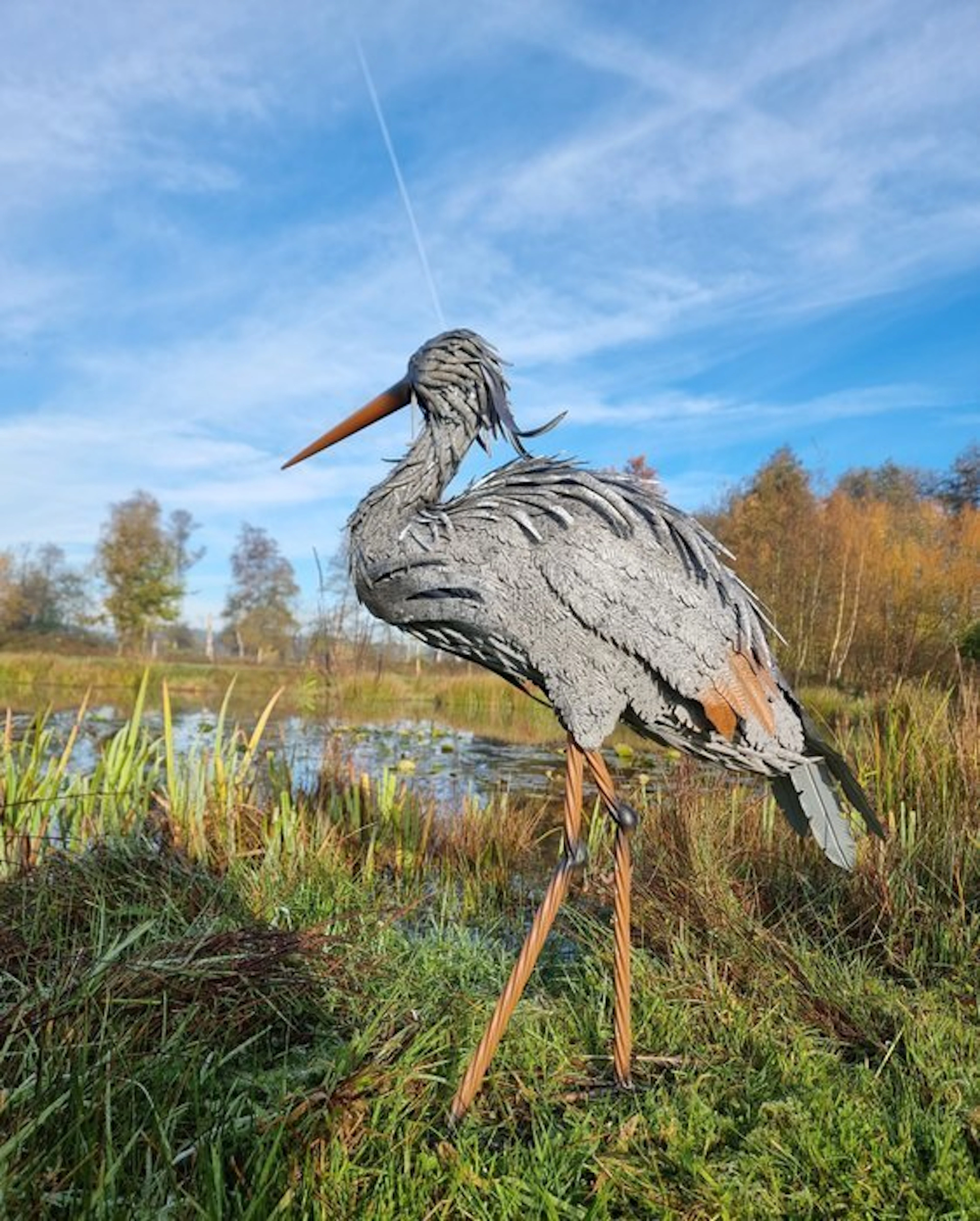 Figurine - Beeldje - Levensechte reiger XL - metal - Iron, Metal