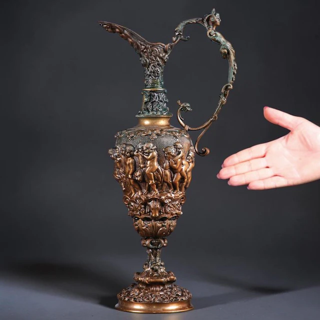 French Neo-Renaissance Bronze Ewer – The Putti Pitcher...