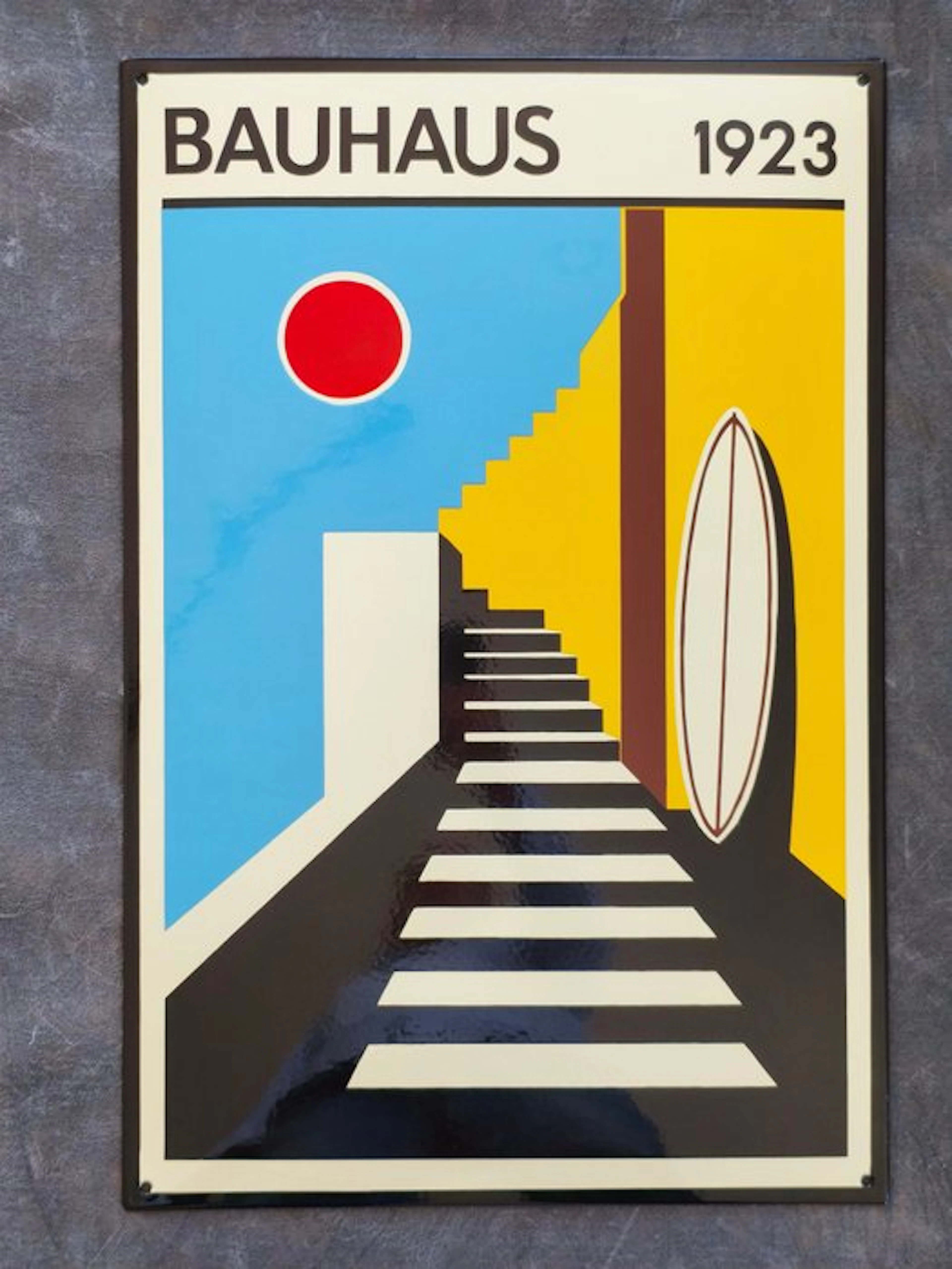 Bauhaus - enamel sign BAUHAUS Sonnenaufgang Emailschild Emaille Schild