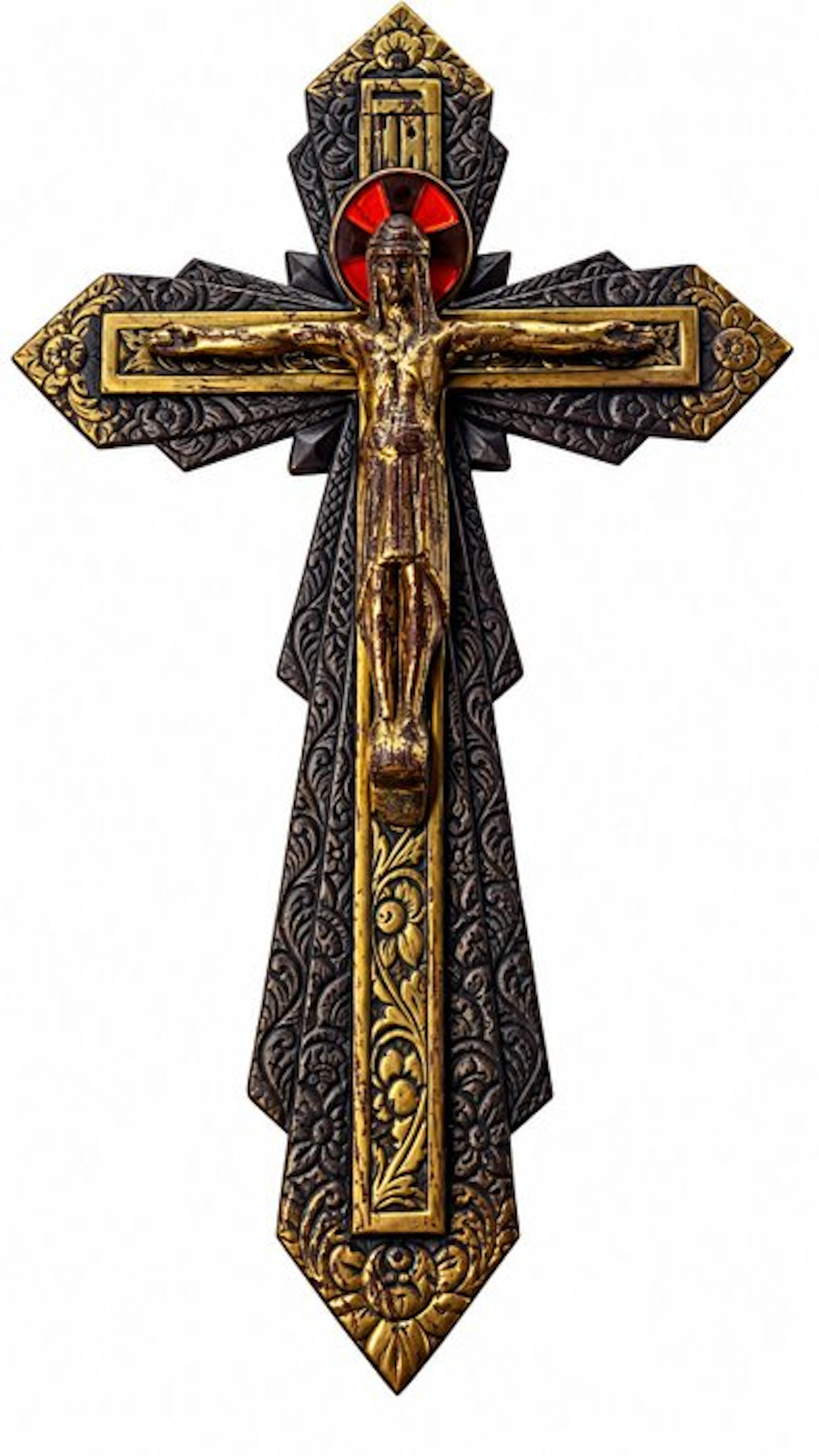 Crucifix - Brass - 1960-1970 - Crucifix mural - 22.5 cm