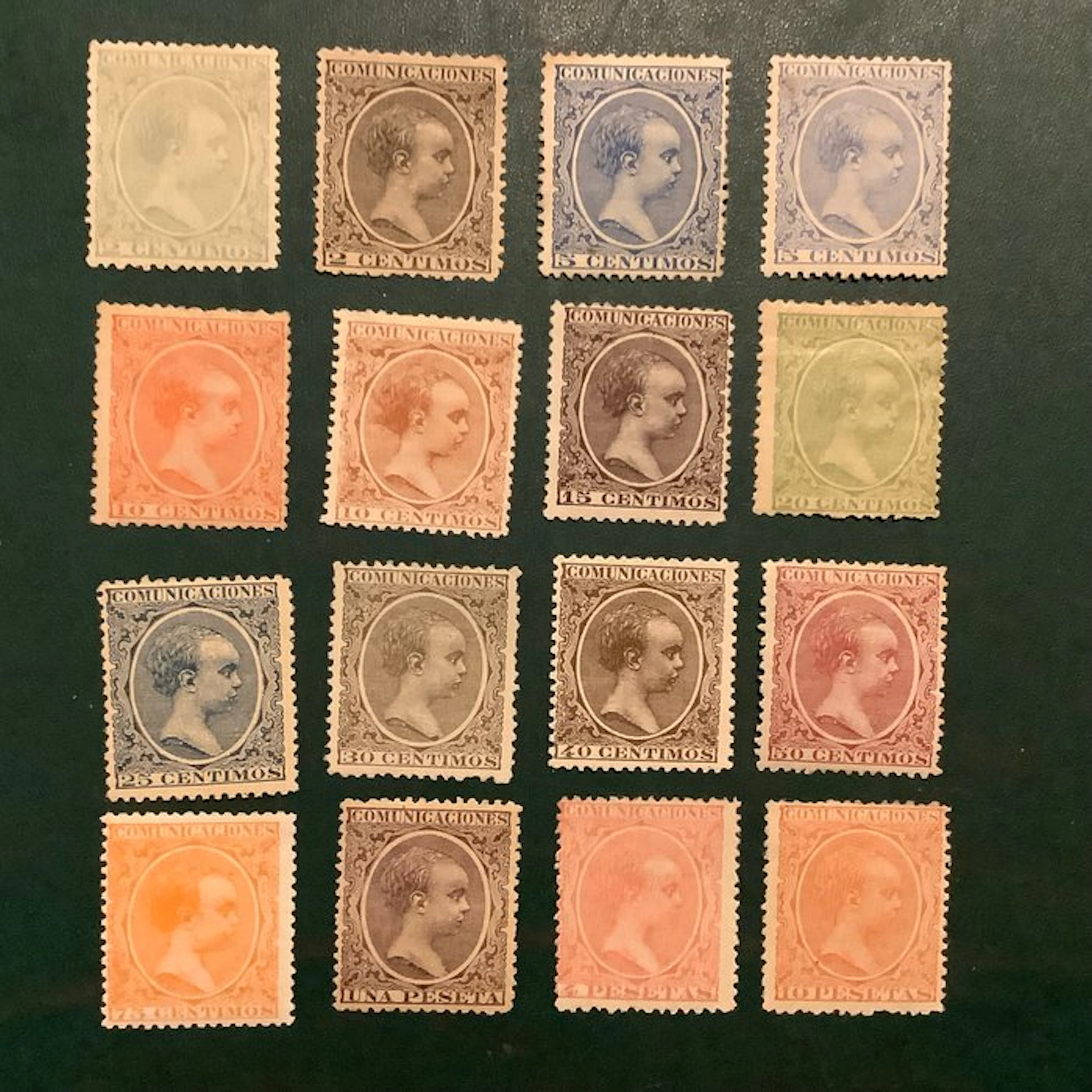 Spain 1890 - Alfonso XII type Pelon - MH - Edifil 213/228
