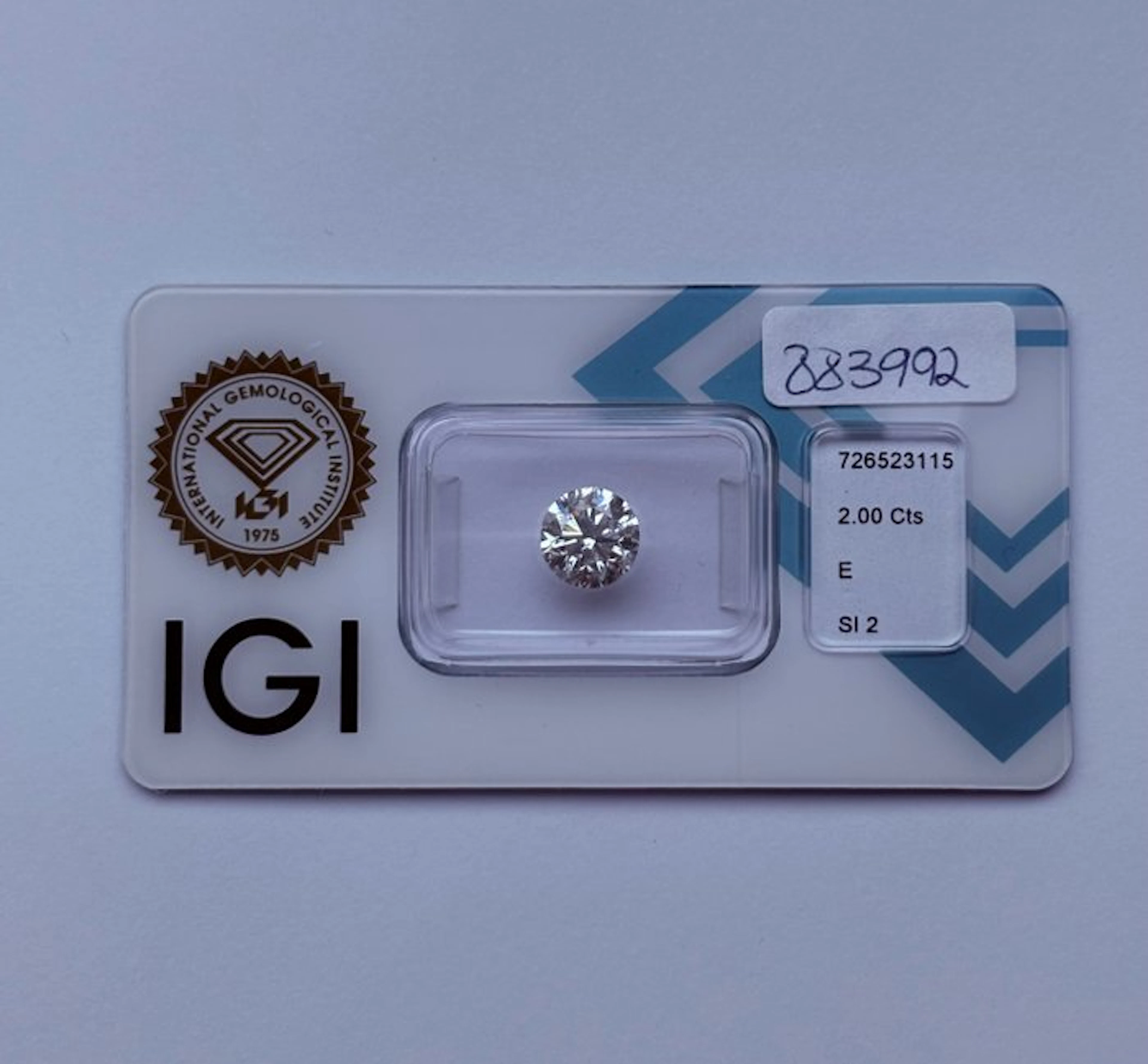1 pcs Diamond (Natural) - 2.00 ct - Round - E - SI2...