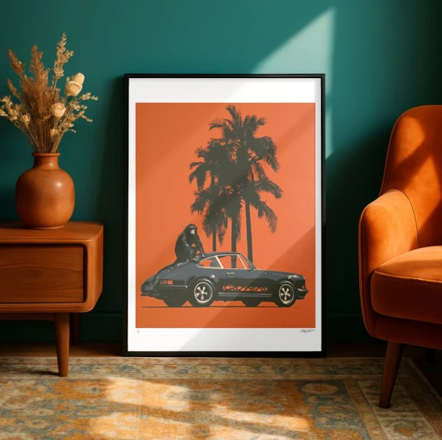EGO - Porsche And The Monkey – 1/5 Signée COA – 40 × 60 cm