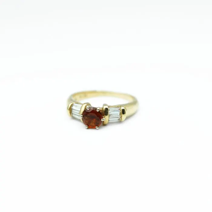 Ring - 14 kt. Yellow gold Citrine - Diamond