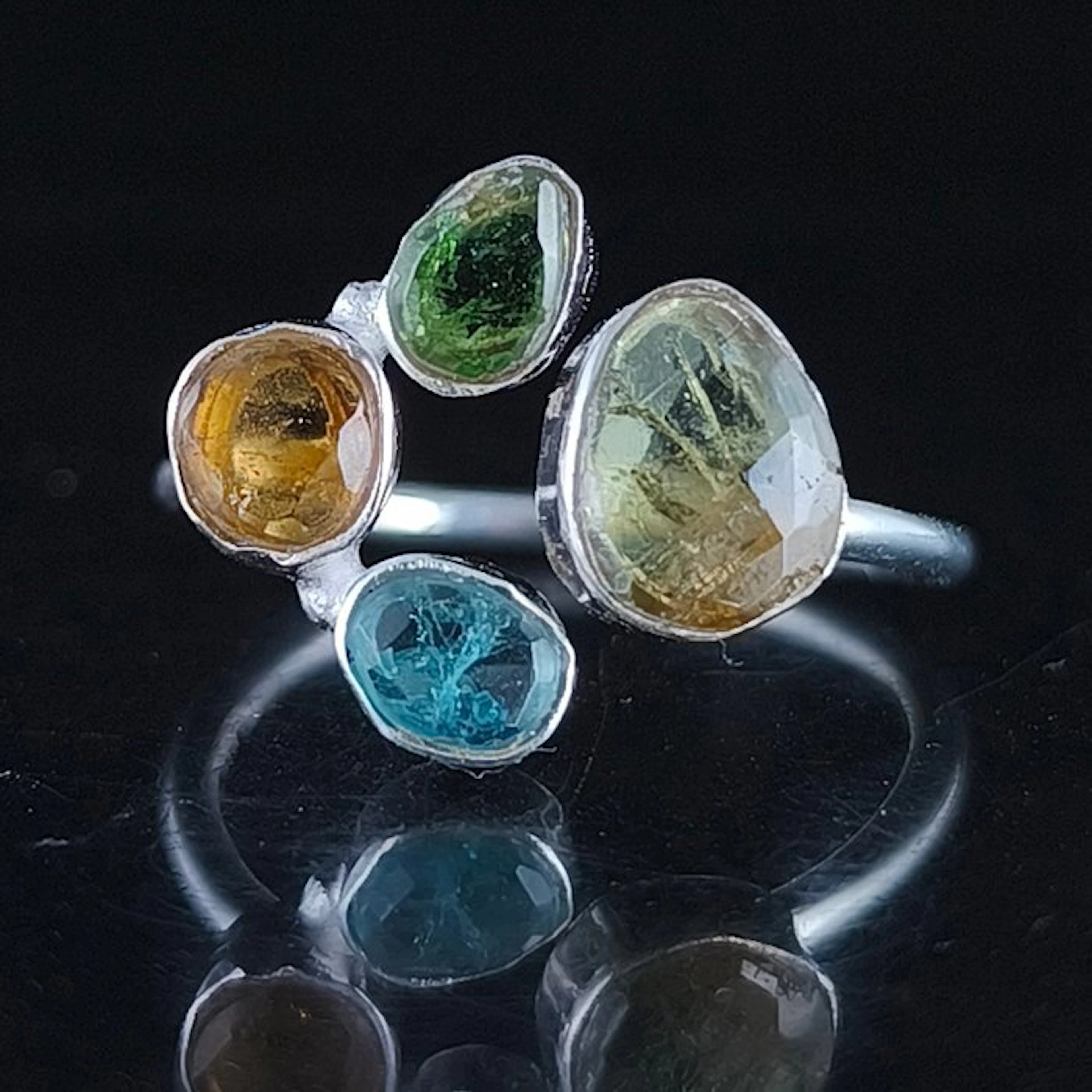 Tourmaline - Silver - Amulet ring - Tourmaline