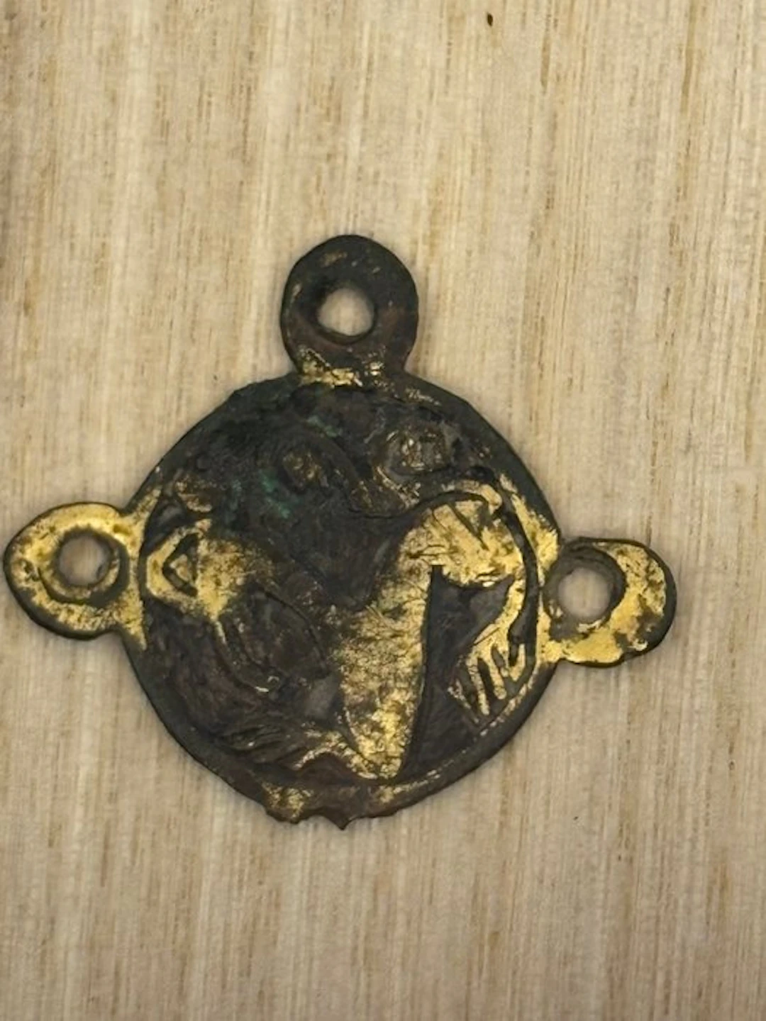 Viking Era Bronze Golden-bronze wall sconce with...