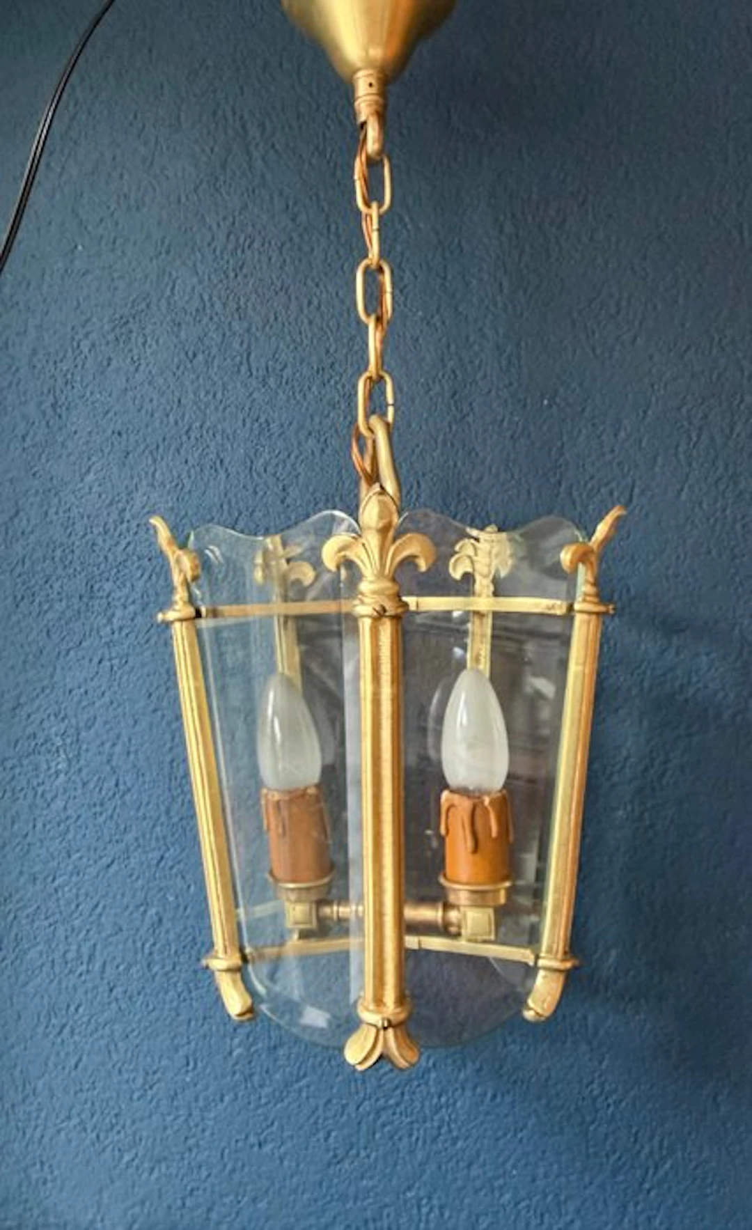 Lamp - Bronze, faceted glass - Hall lantern