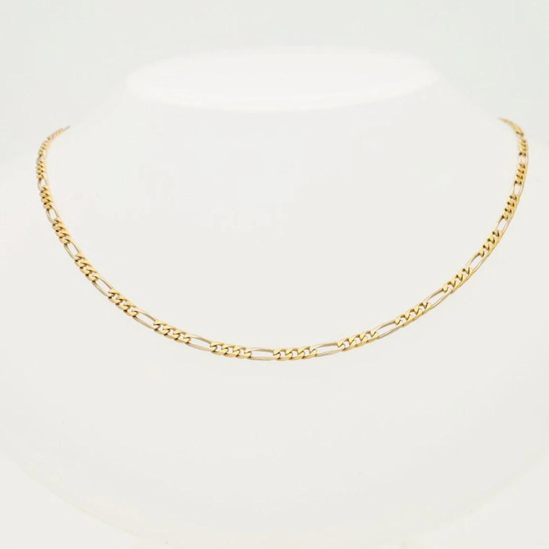 Necklace - 18 kt. Yellow gold, White gold - Figaro switch