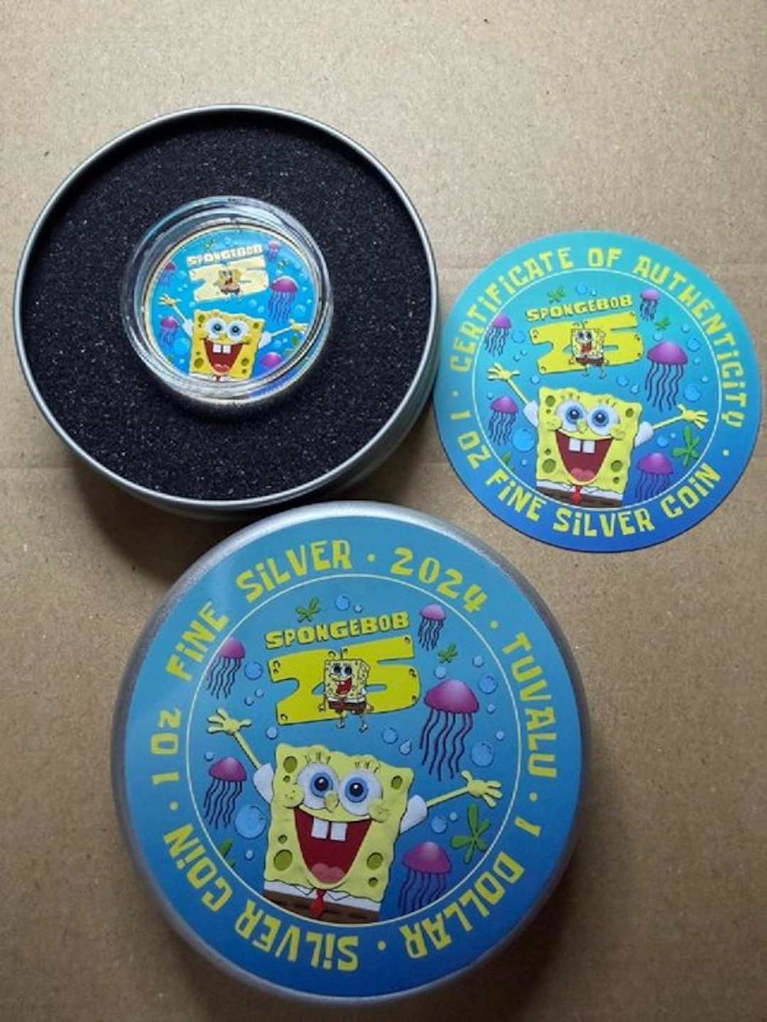 Tuvalu. 1 Dollar 2024 Spongebob 1 Oz, (.999)