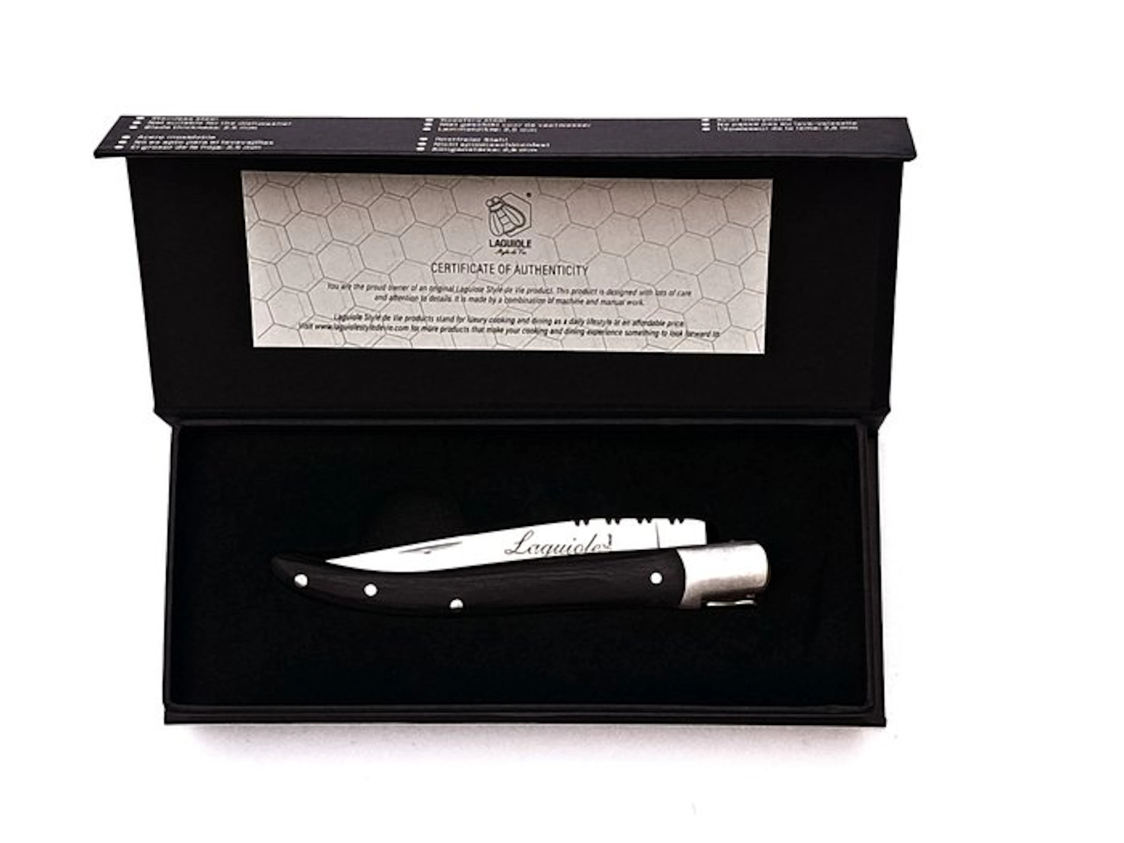 Laguiole - Pocket Knife - Black Ebony Wood - style de - Pocketknife