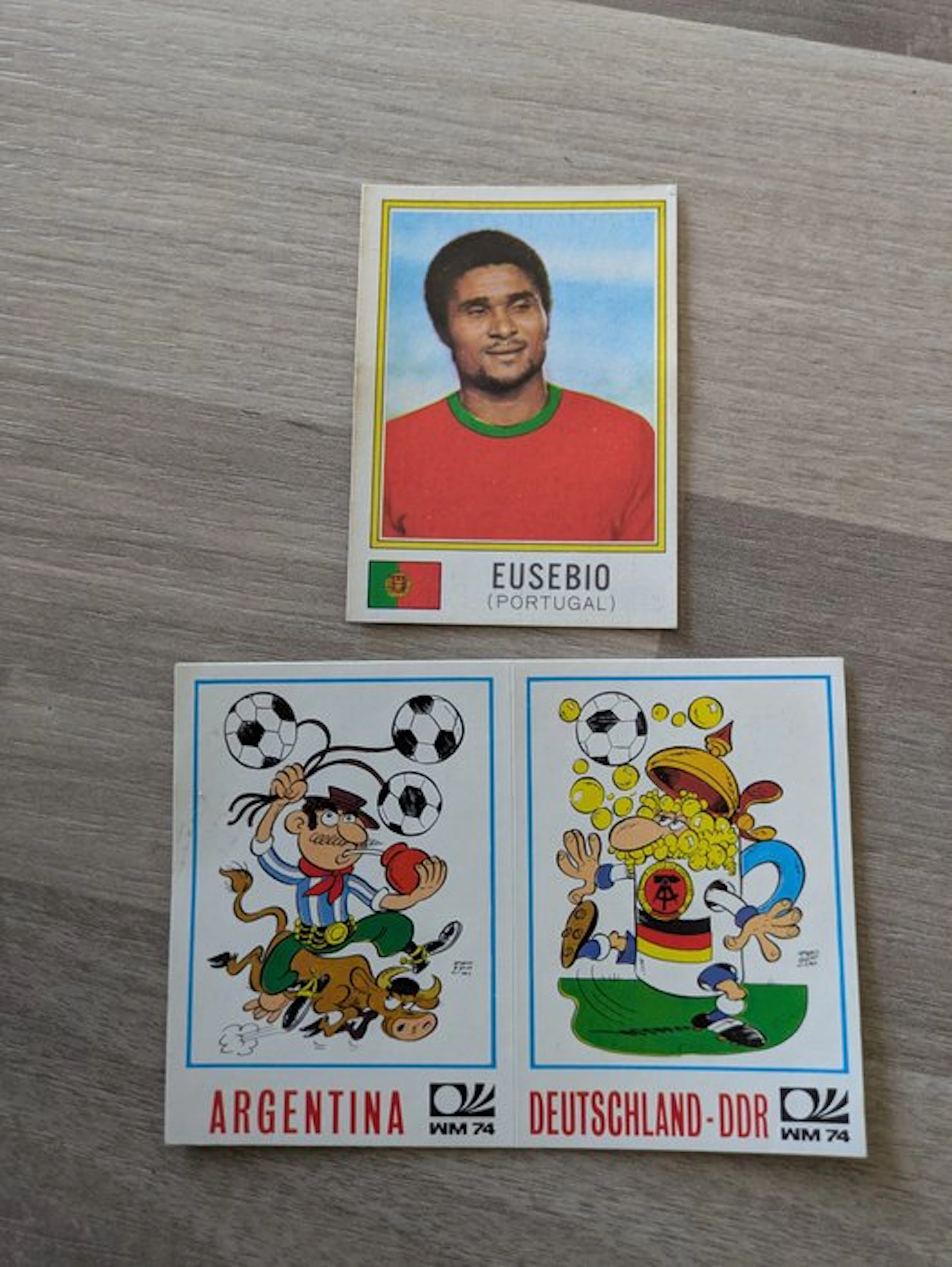 1974 Panini München 74 World Cup Eusebio Unpasted - 3 Card - Good (GD)