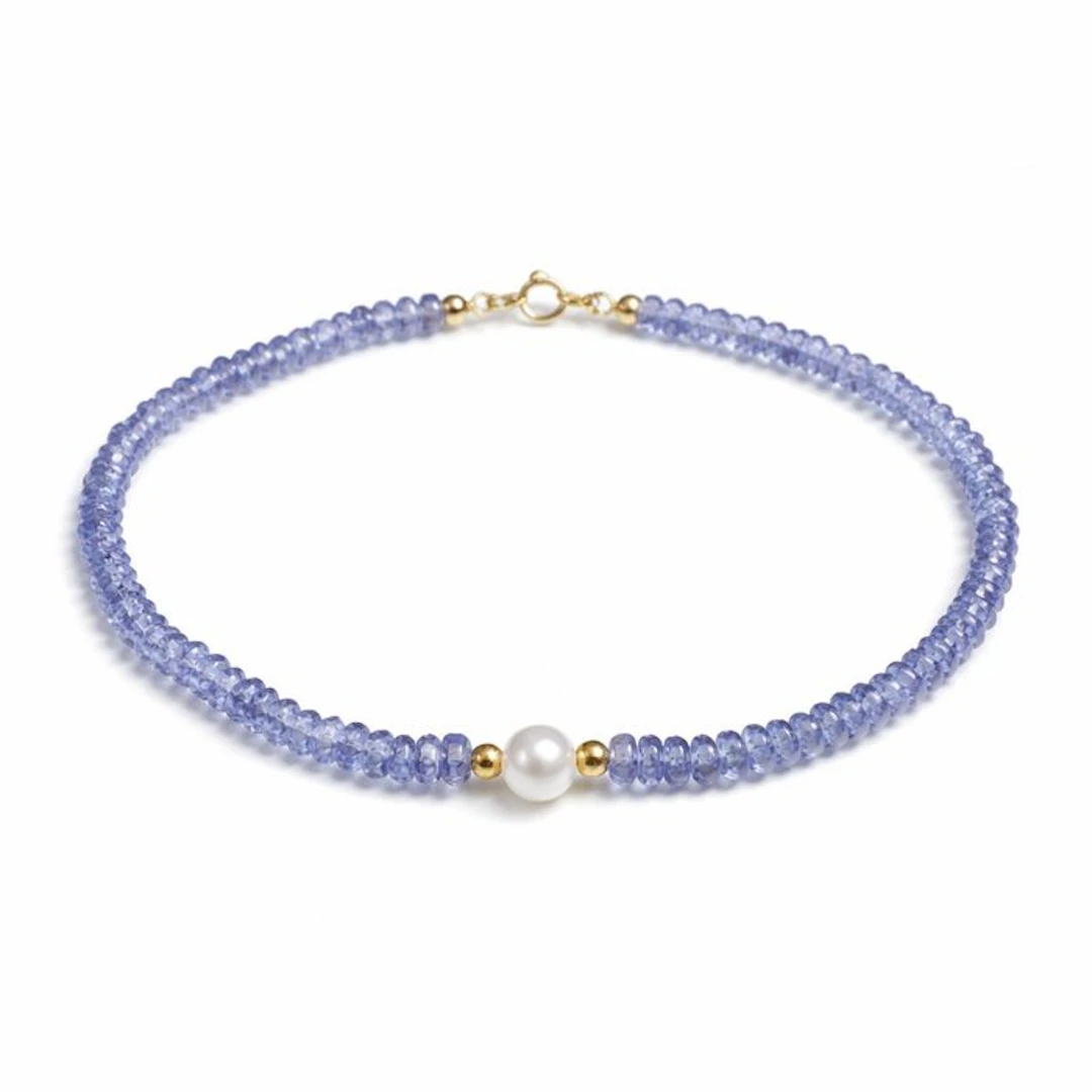 No reserve price - Bracelet - 18 kt. Yellow gold Tanzanite