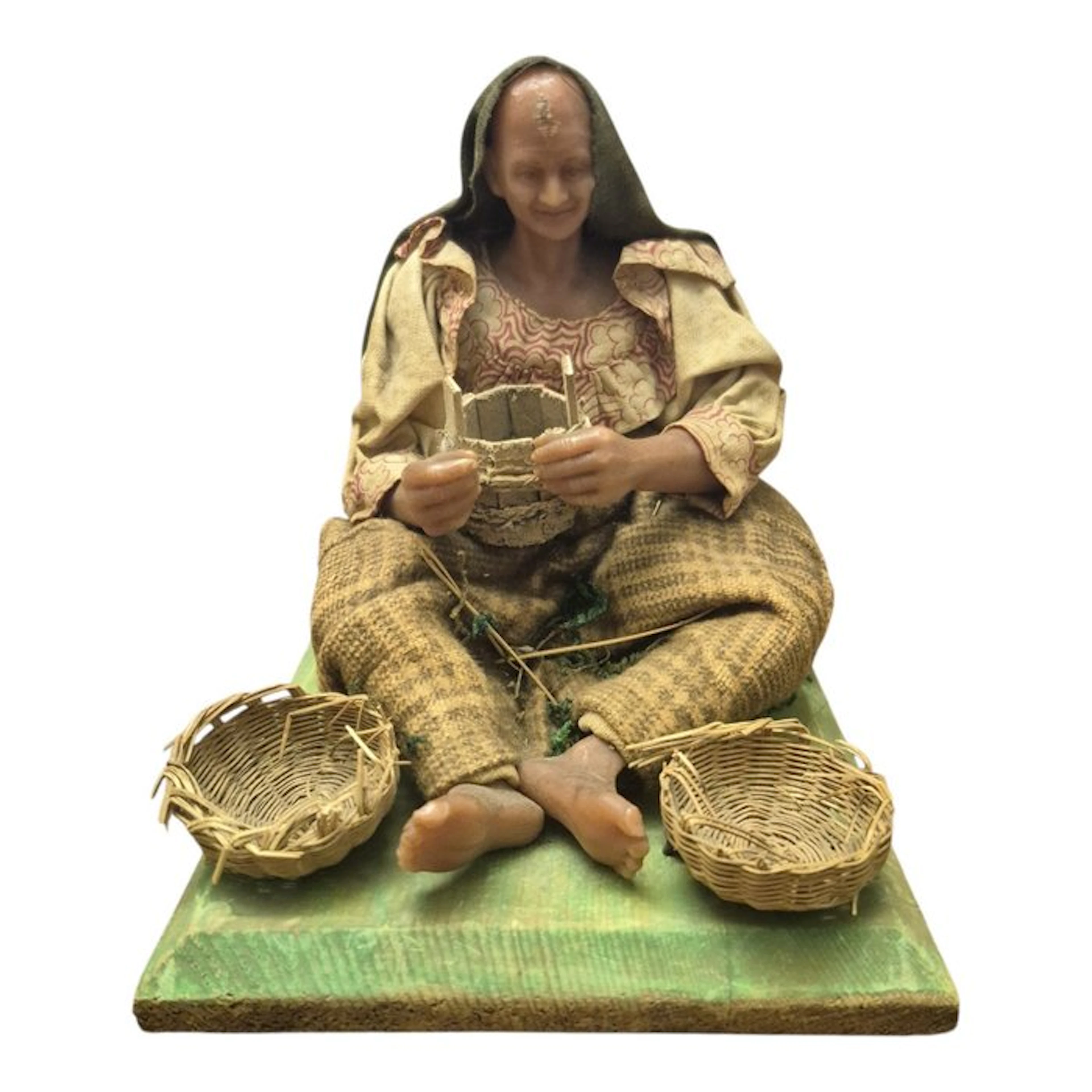 Rafael Ramirez - Figurine - Mendicante - Wax, Textile, Wood