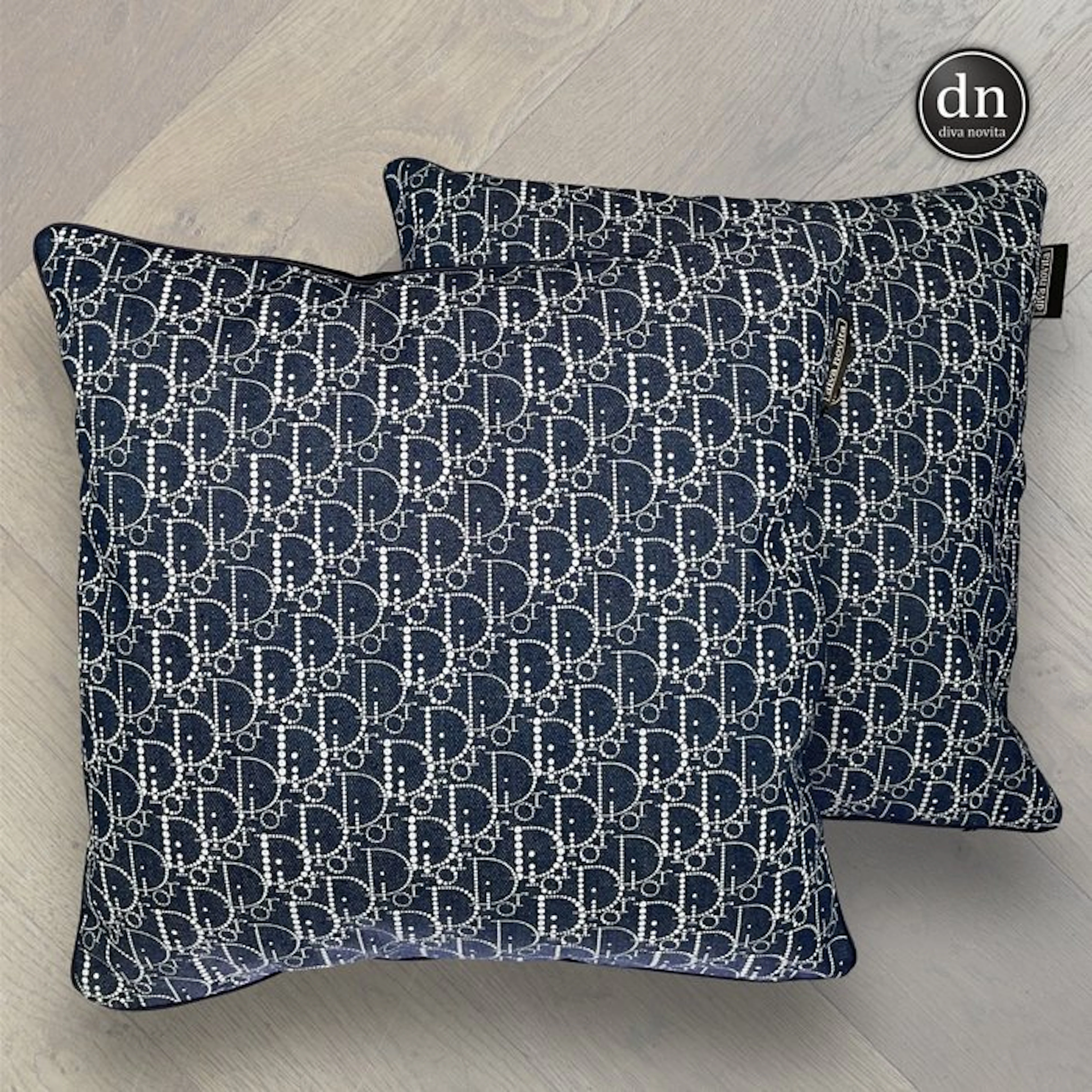 Dior Paris - Premium sized Set of 2 - Darkblue jeans - Cushion