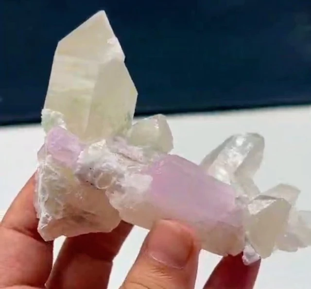 Kunzite Crystals on matrix - Height: 11 cm - Width: 7 cm- 187 g - (1)