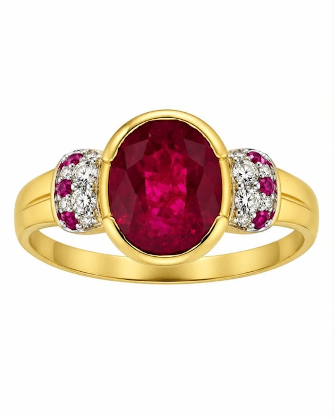 No reserve price - Ring - 9 kt. Yellow gold, Silver Ruby - Ruby