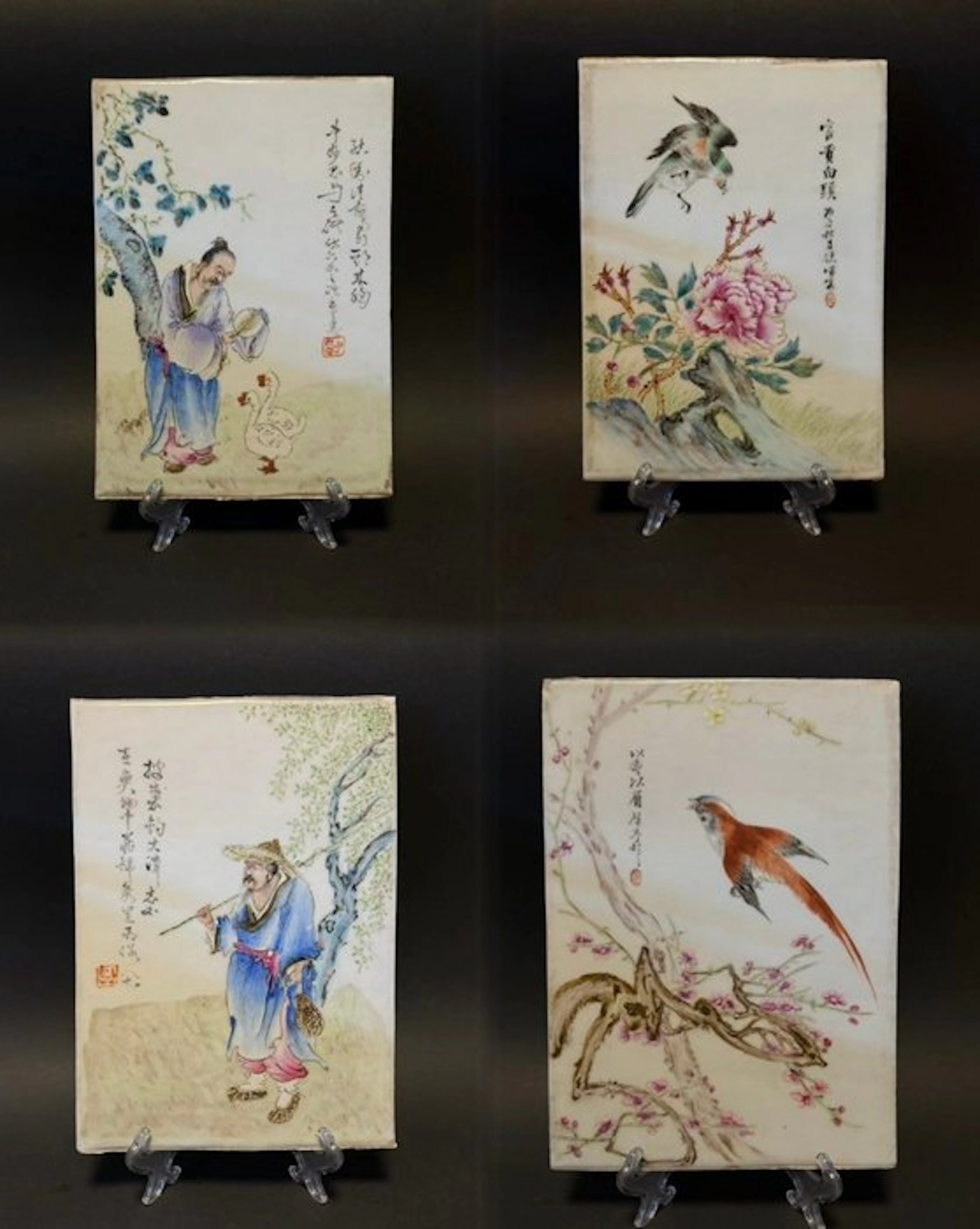 Four Famille Rose Porcelain Plaques, China, 20th Century