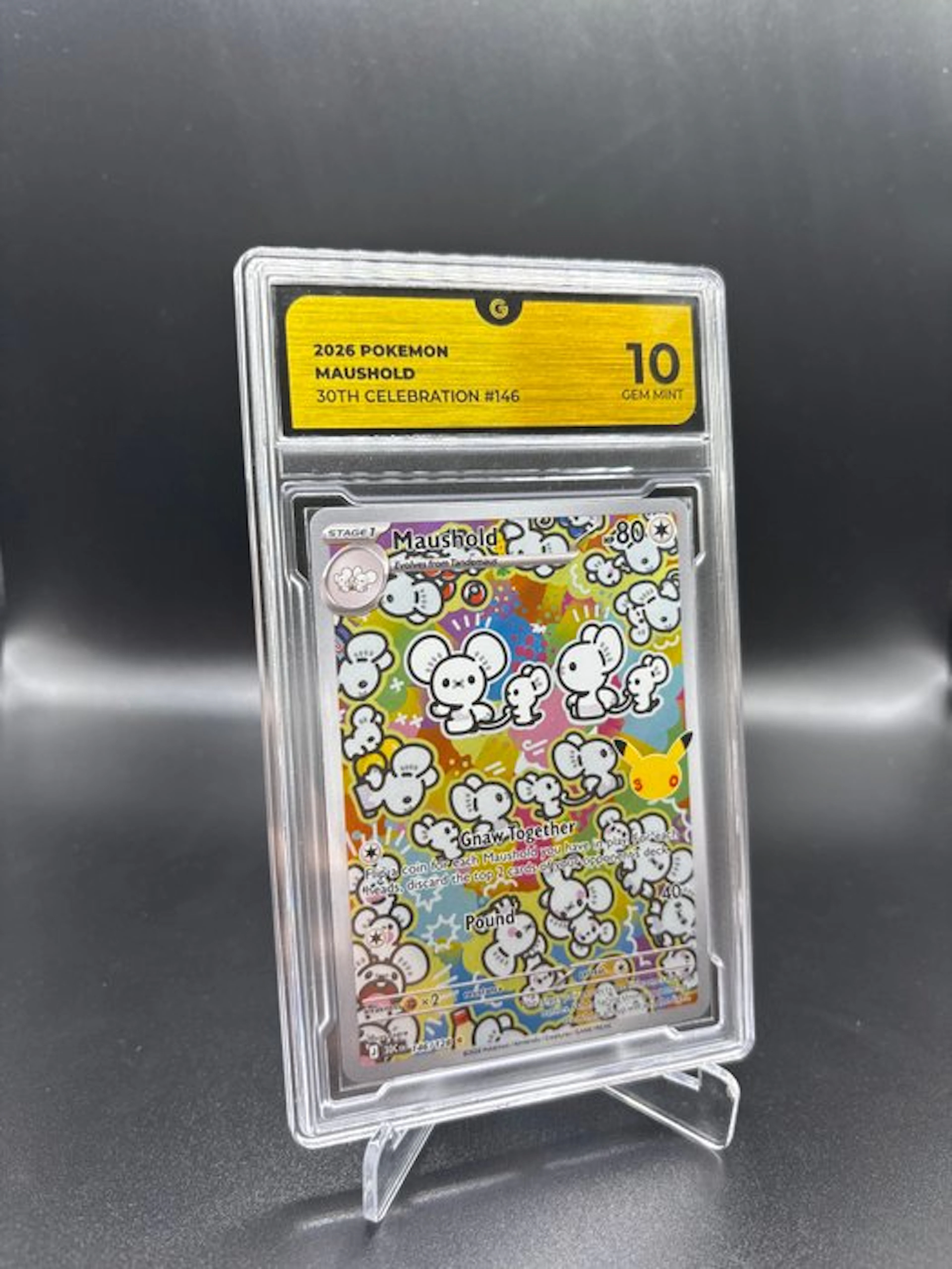 Pokémon - 1 Graded card - Maushold #146 30th anniversary Foil - GG 10