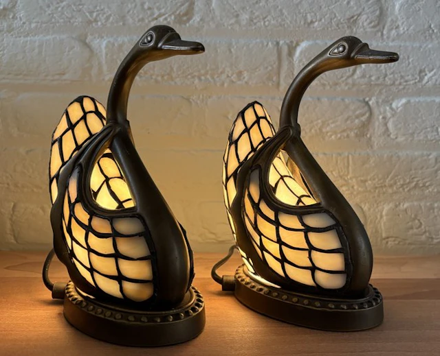 Table lamp (2) - glass and metal