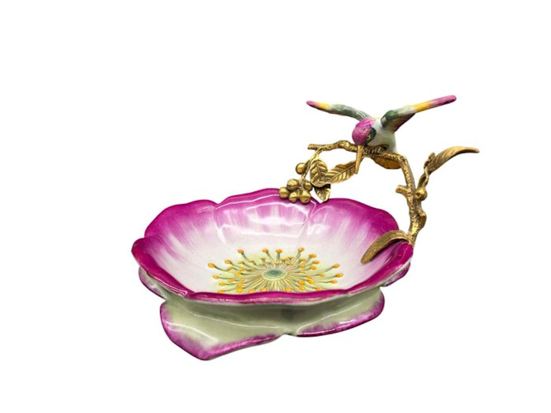 Bowl - Porcelain, Bronze - Hummingbird
