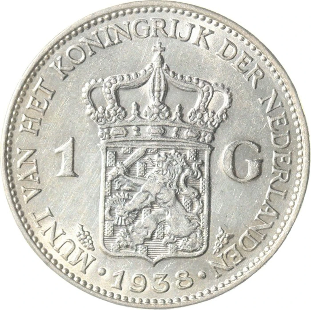 Netherlands. Wilhelmina. 1 Gulden 1938 (No reserve price)