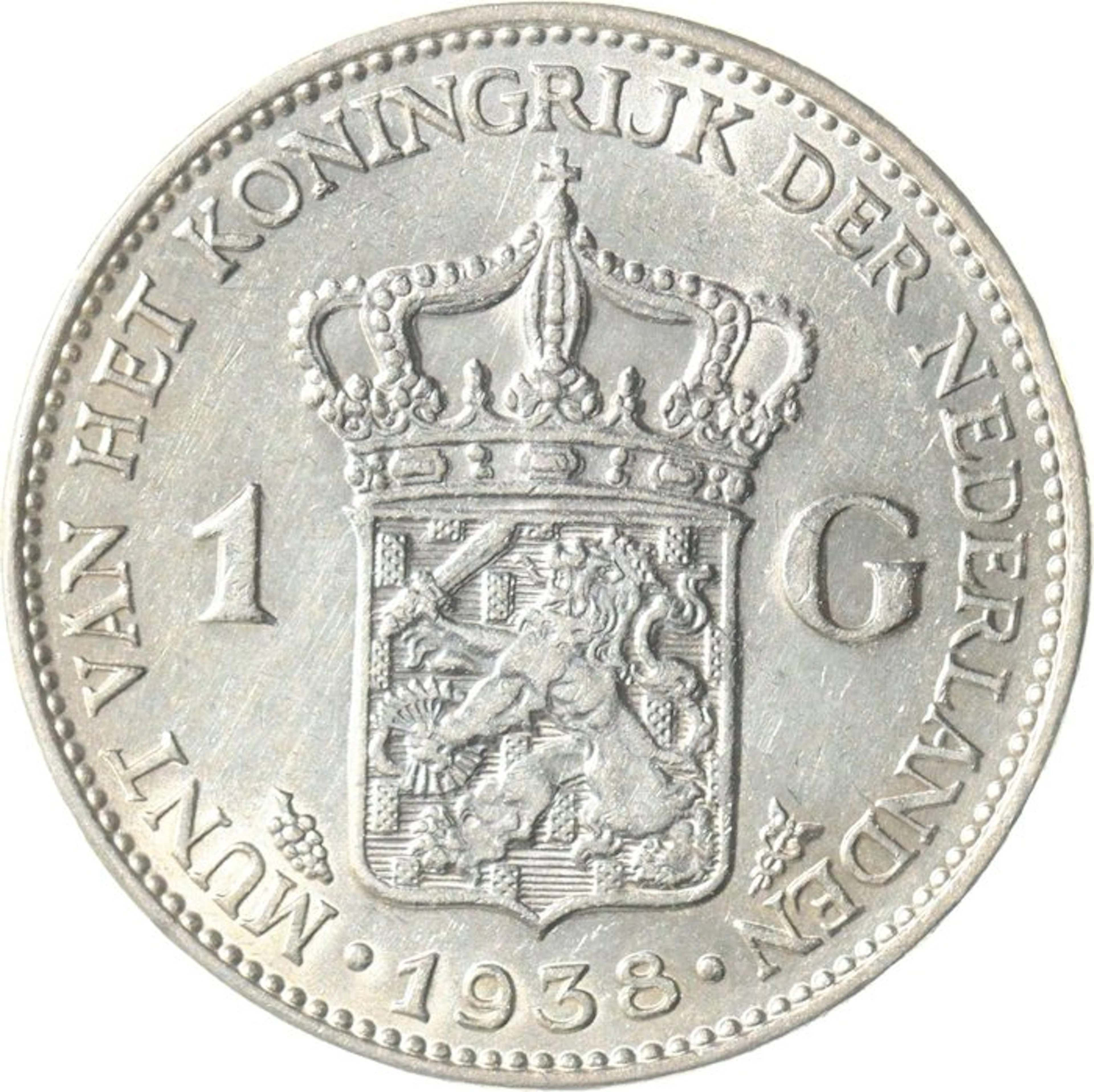 Netherlands. Wilhelmina. 1 Gulden 1938 (No reserve price)
